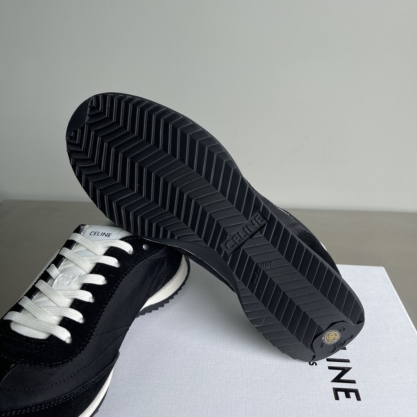 Bagsaaa Ce1i*e Racer - Low Top Sneaker In Nylon Suede And Calfskin black