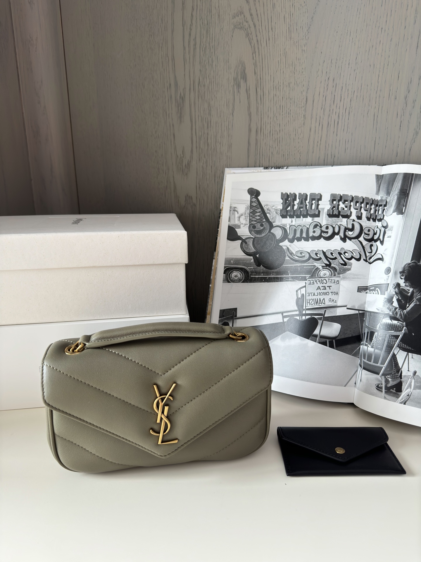 Bagsaaa Y51 Loulou Mini In Lambskin 821749 Olive Grey - 20 X 12 X 5 CM
