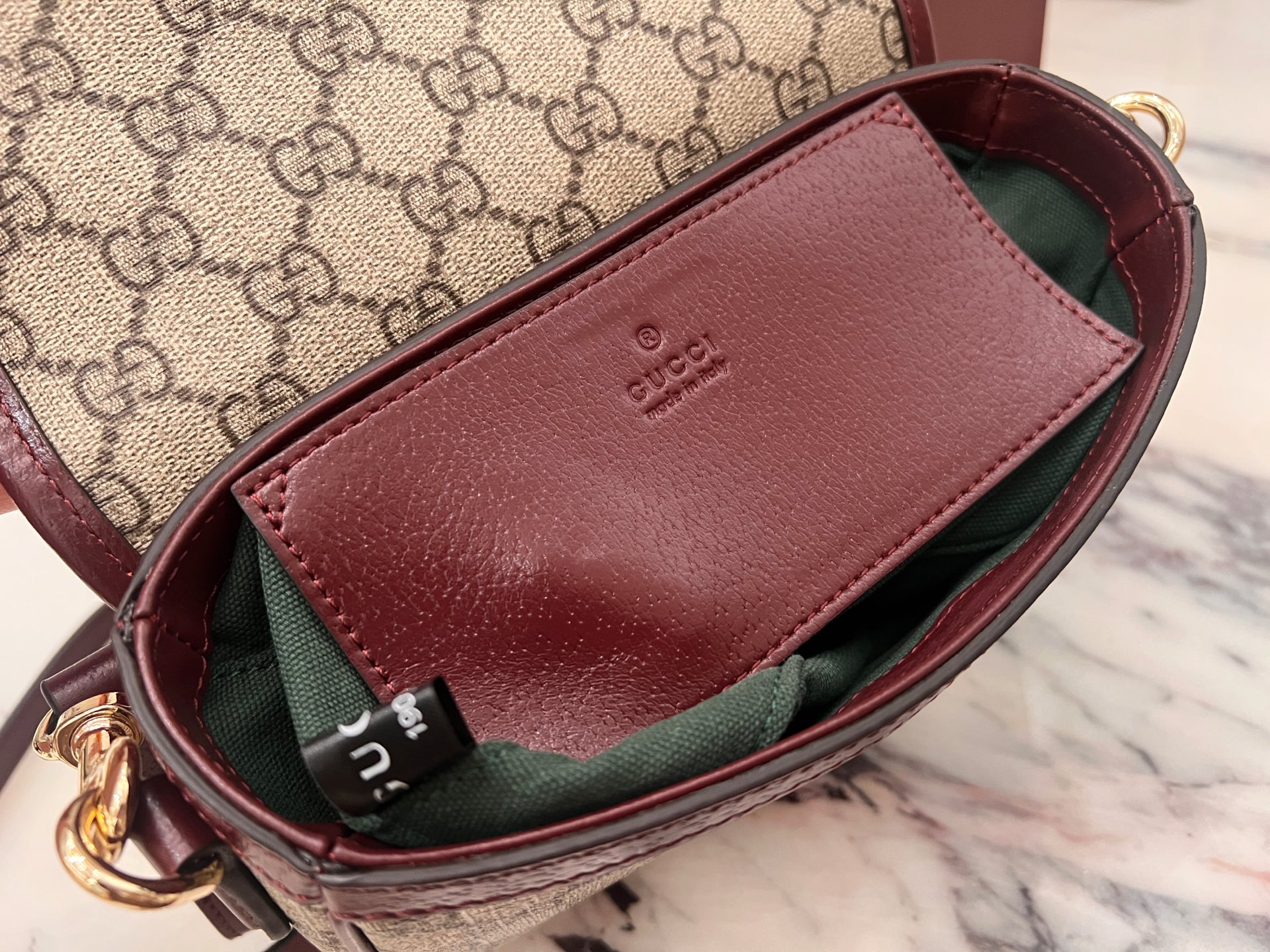 Bagsaaa Gvc*1 Ophidia small top handle bag 836843 beige & red - 20cm