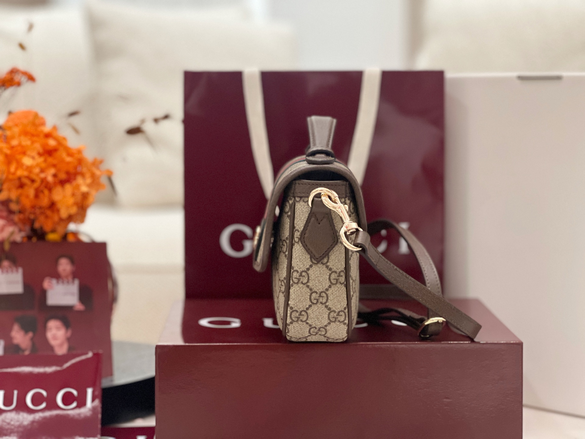 Bagsaaa Gvc*1 Ophidia small top handle bag 836843 beige & brown - 20cm