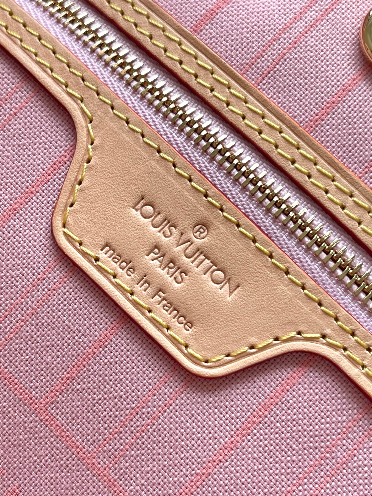 Bagsaaa LV N40601 Neverfull GM Tote Bag Damier Azur & Rose Pink - 39cm