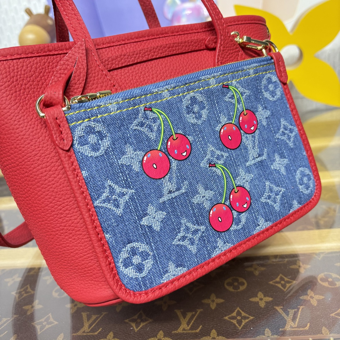 Bagsaaa M14997 LV x TM Neverfull Inside Out BB Bag Monogram cherry denim - 26.5cm