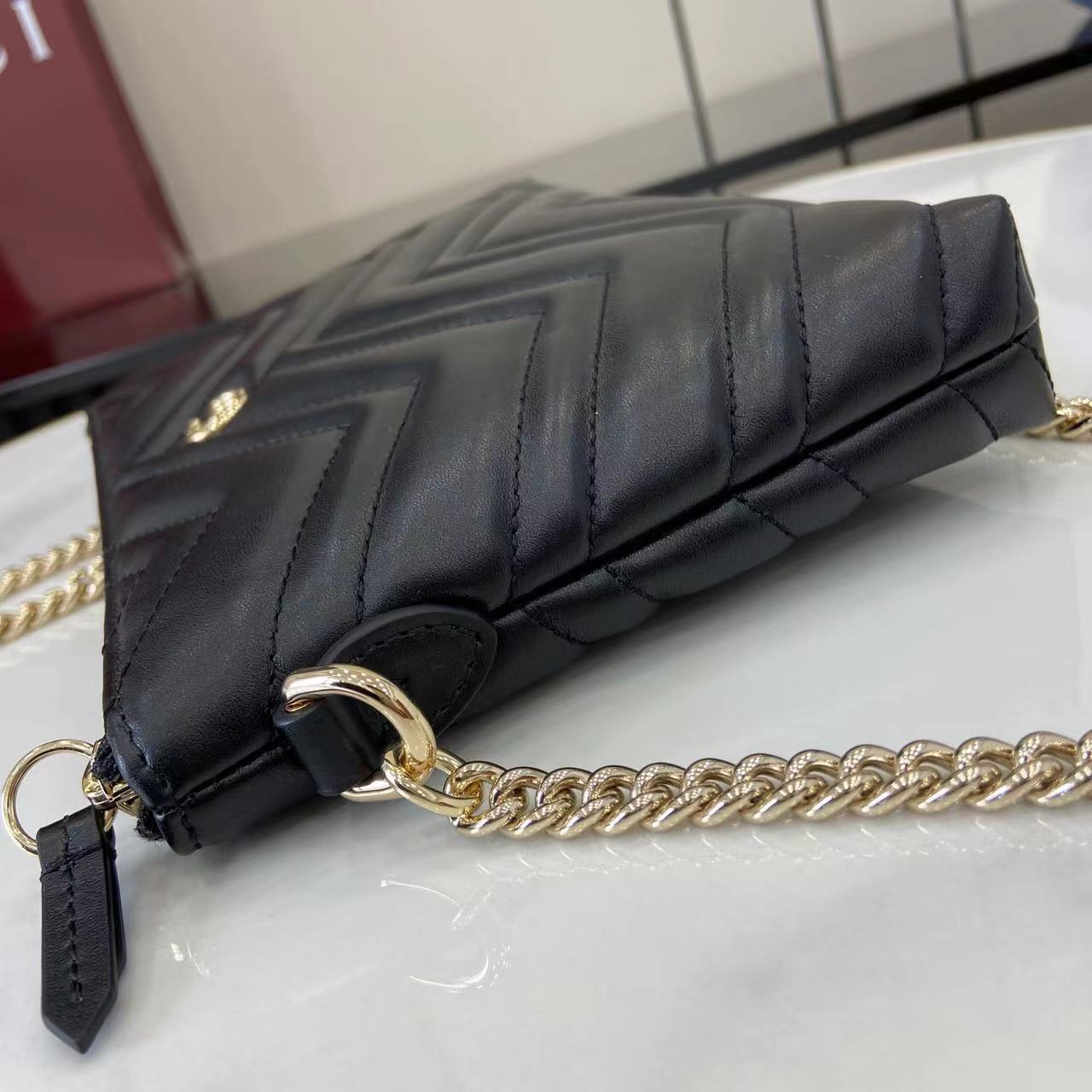 Bagsaaa Gvc*1 GG Marmont pochette with chain 837742 black - 21cm