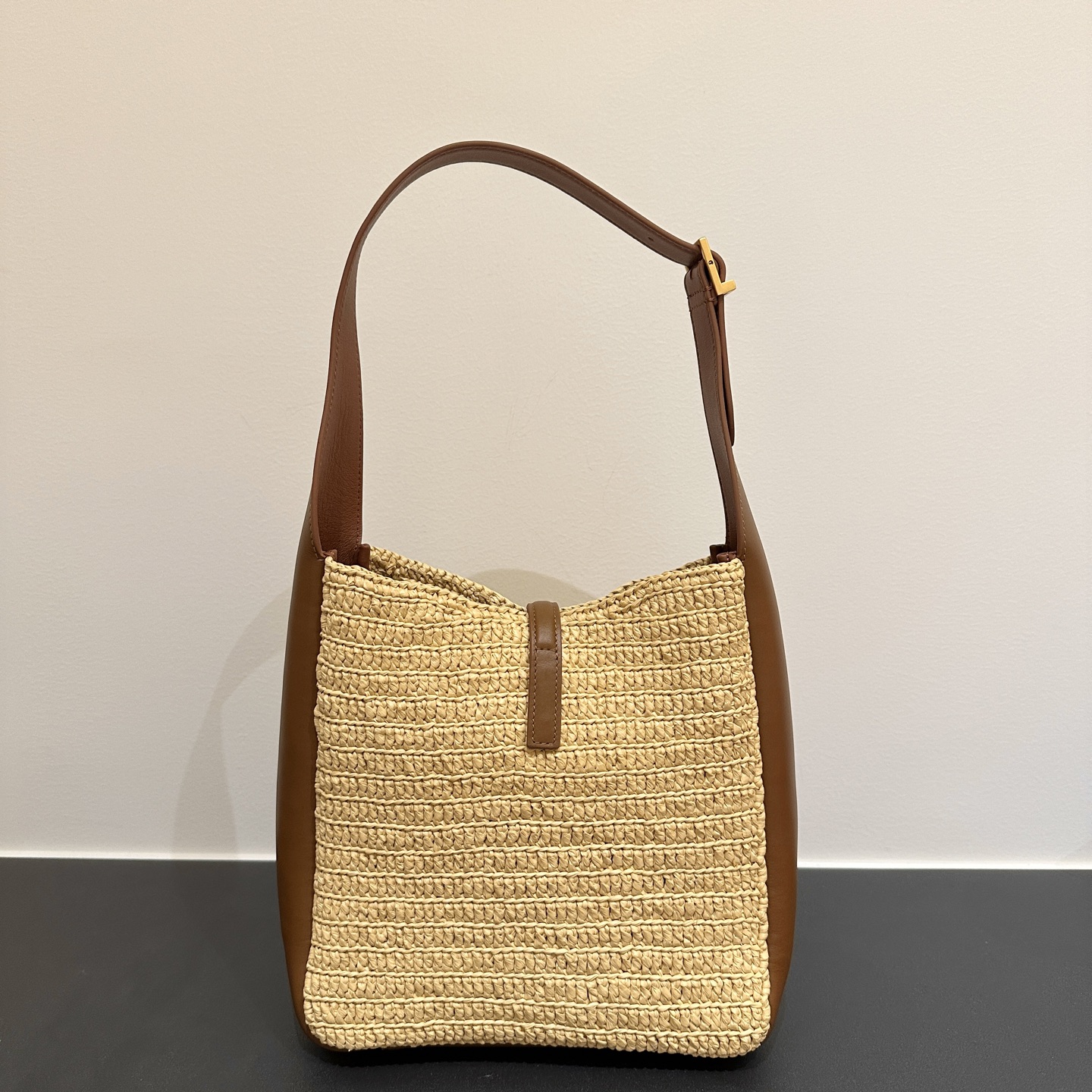 Bagsaaa Y51 LE 5 À 7 S*pple small in raffia and leather - 22cm