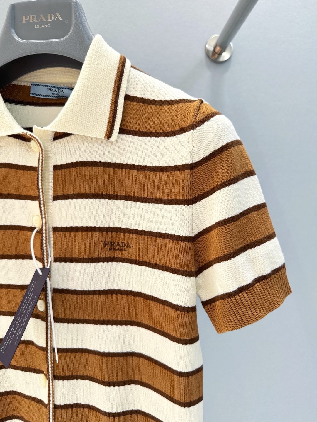 Bagsaaa Pra*a knitted polo top