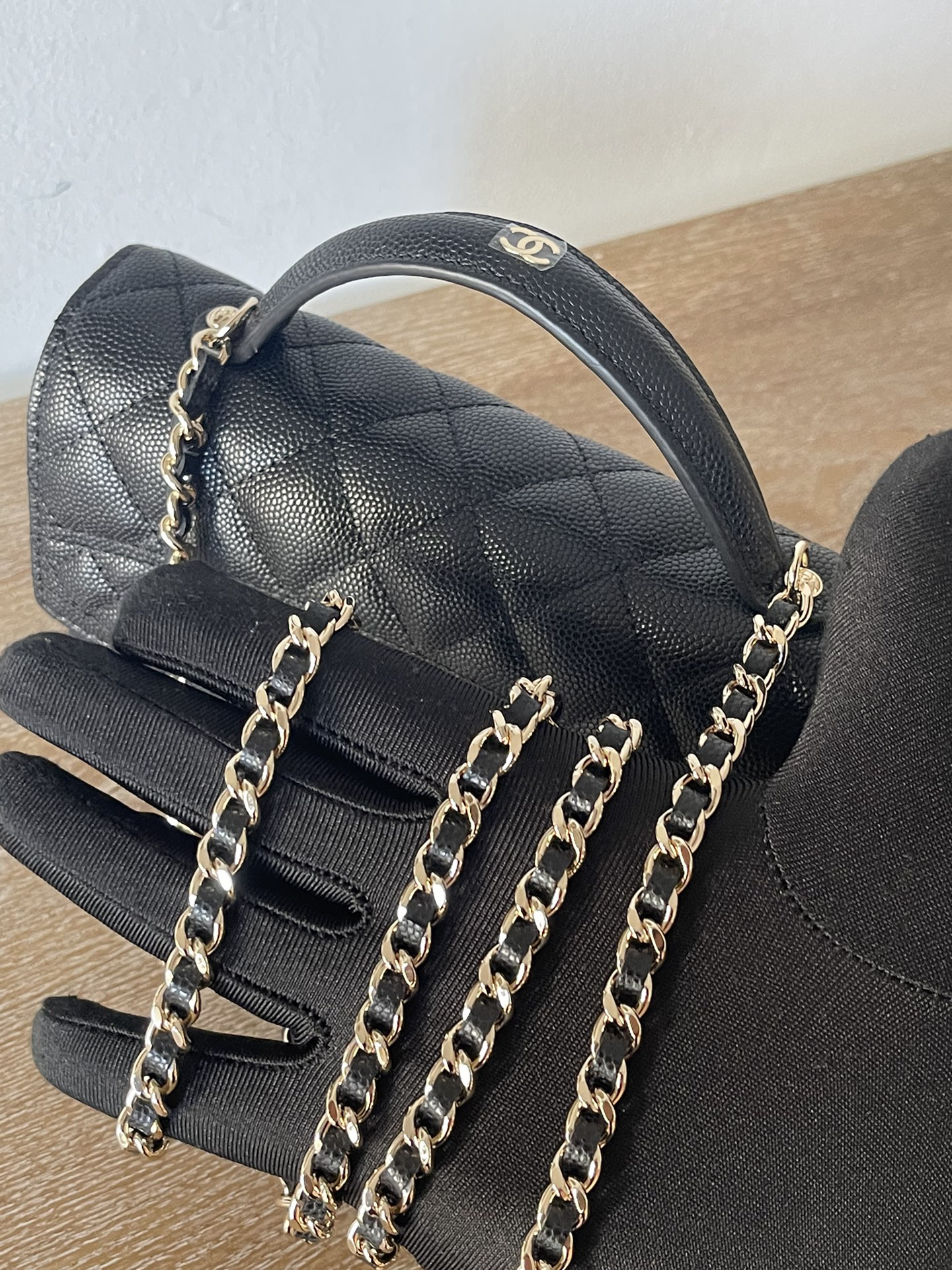 Bagsaaa Ch**el Clutch With Chain AP4402 Black - 18.5cm