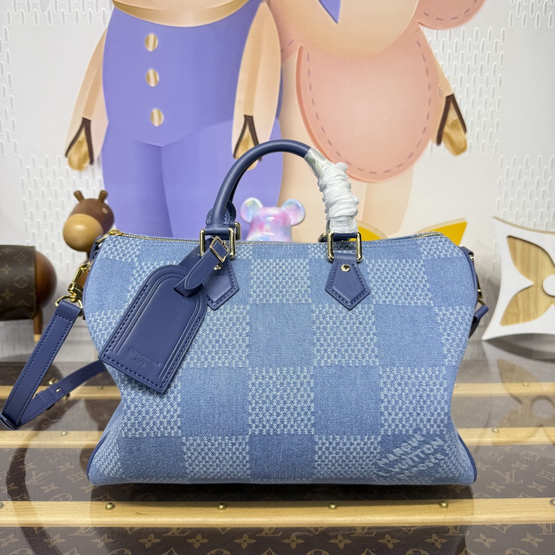 Bagsaaa LV N00203 Speedy 30 Bandoulière Denim Blue - 34cm