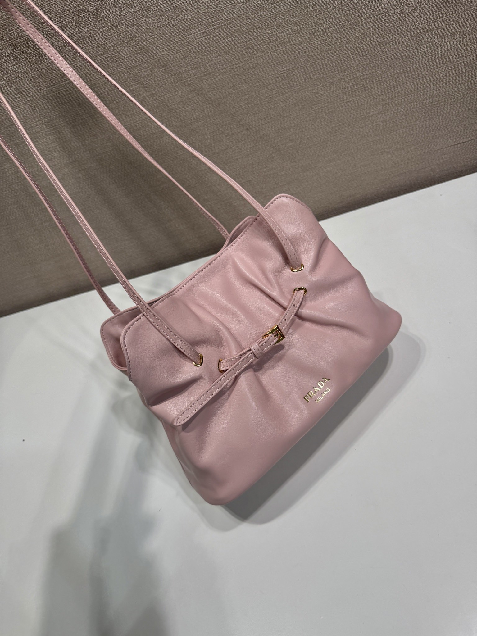 Bagsaaa Pra*a Small Pra*a Dada nappa leather bag 1BG586 light pink - 25cm