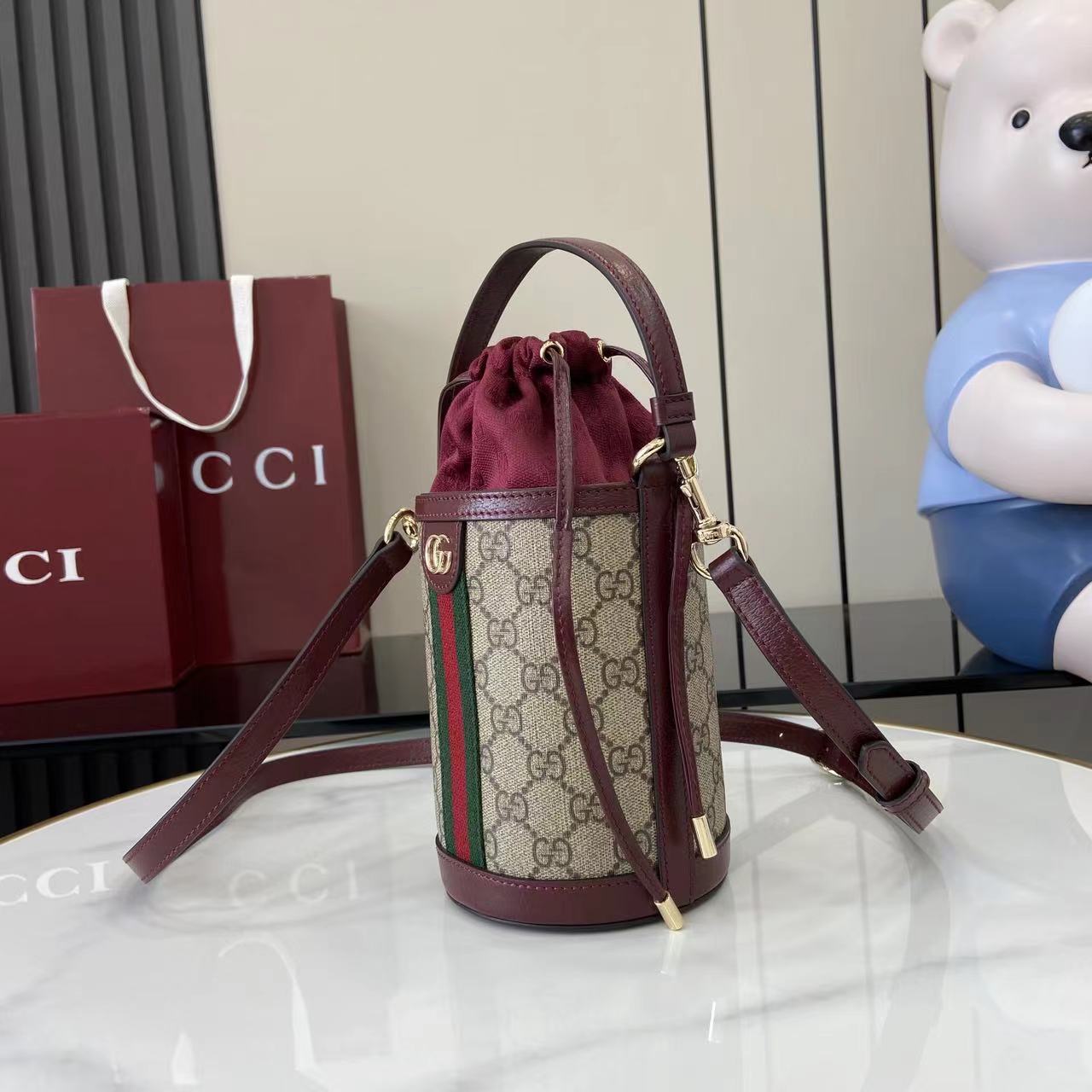 Bagsaaa Ophidia mini bucket bag 838462 red - 23cm