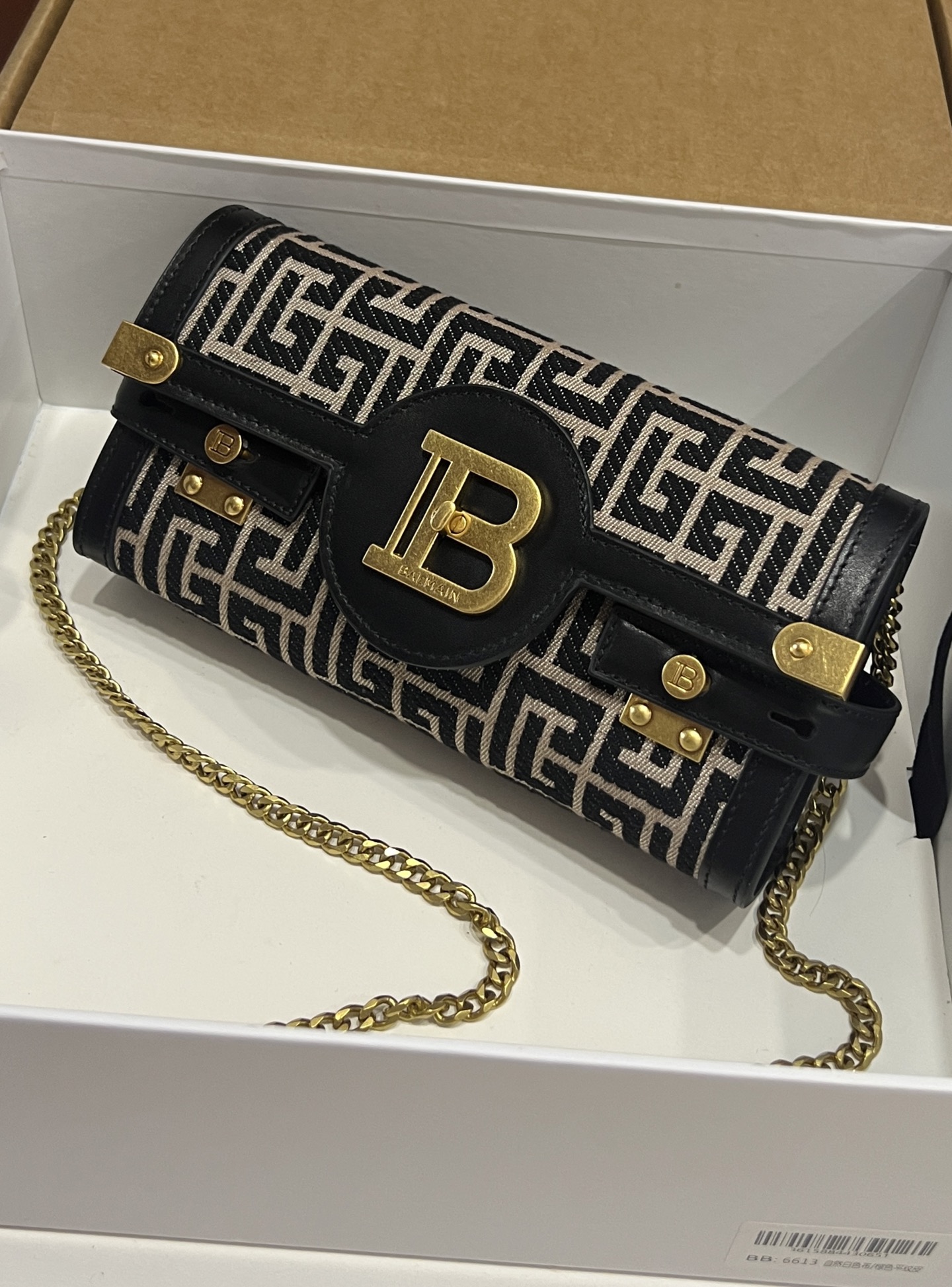 Bagsaaa Balmain B-Buzz 23 Small jacquard crossbody bag - 23cm