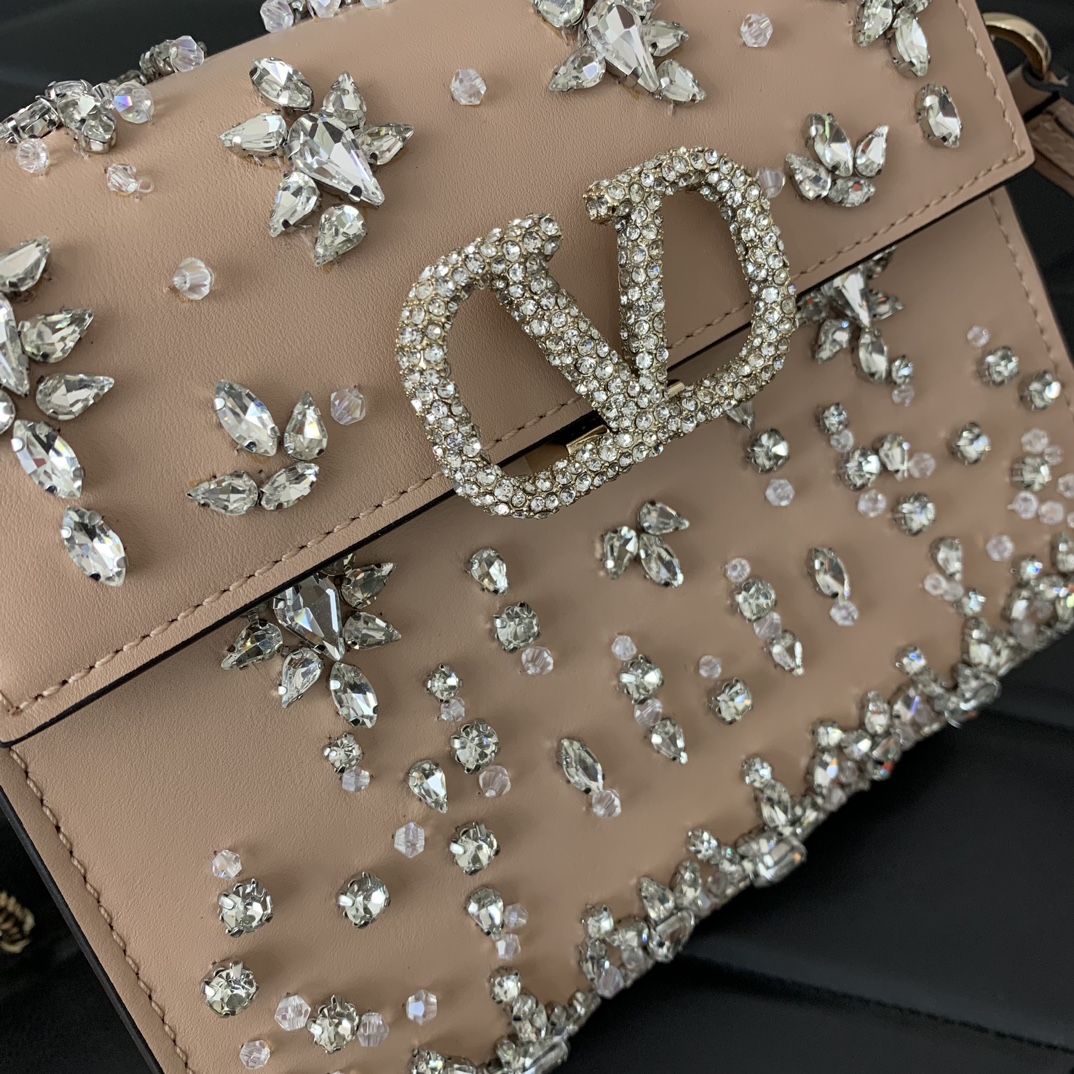 Bagsaaa Va1e*ntin0 Garavani Vsling Mini Embroidered Handbag Rose Cannelle - 19cm