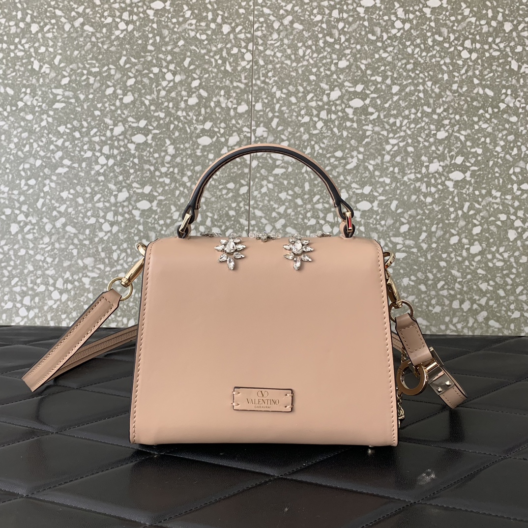 Bagsaaa Va1e*ntin0 Garavani Vsling Mini Embroidered Handbag Rose Cannelle - 19cm