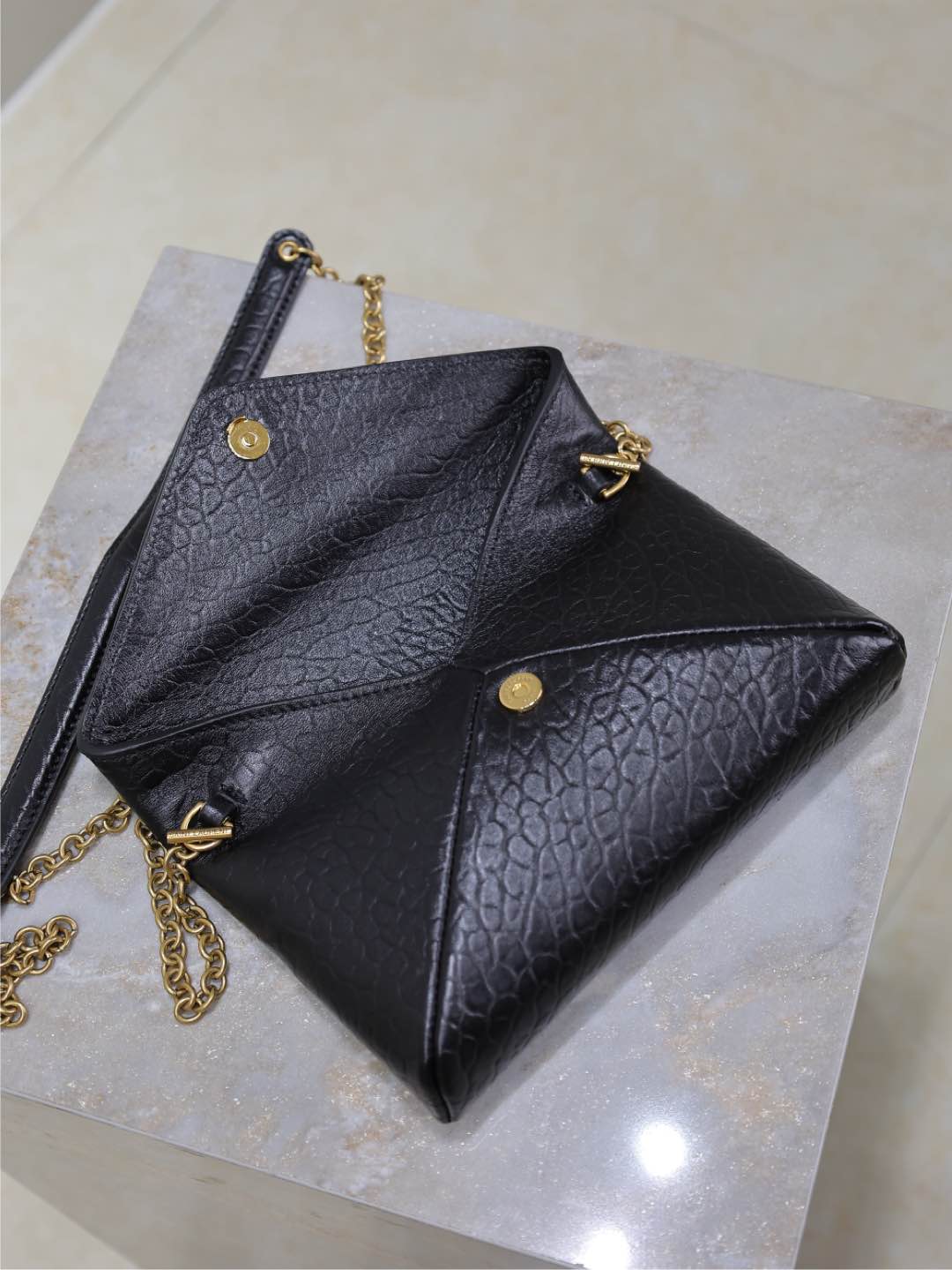 Bagsaaa Y51 CASSANDRE chain clutch in lambskin 819271 black - 19cm