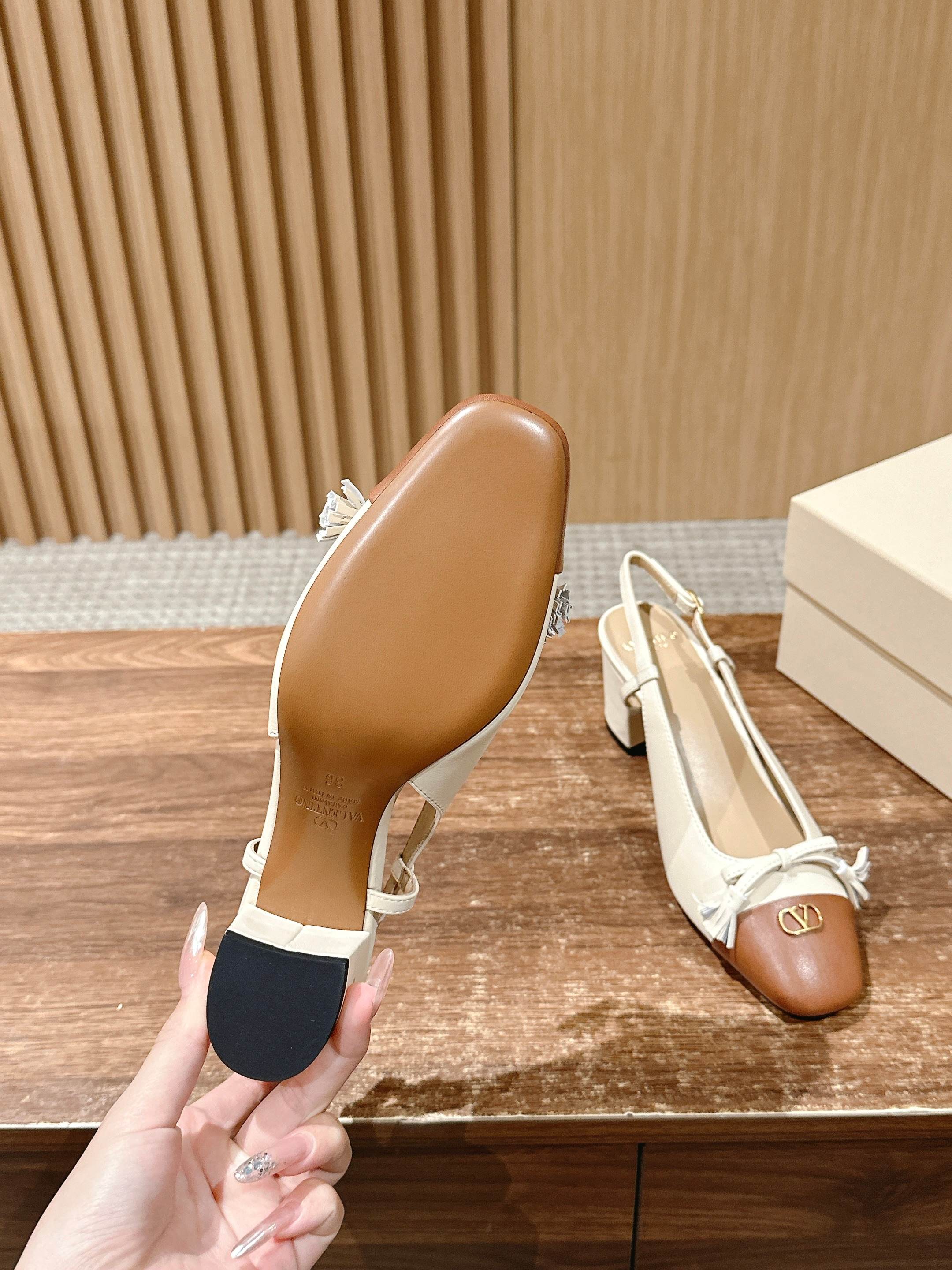 Bagsaaa Va1e*ntin0 Valet Du Roi Kidskin Slingback Pumps 60Mm BUTTER/TOBACCO