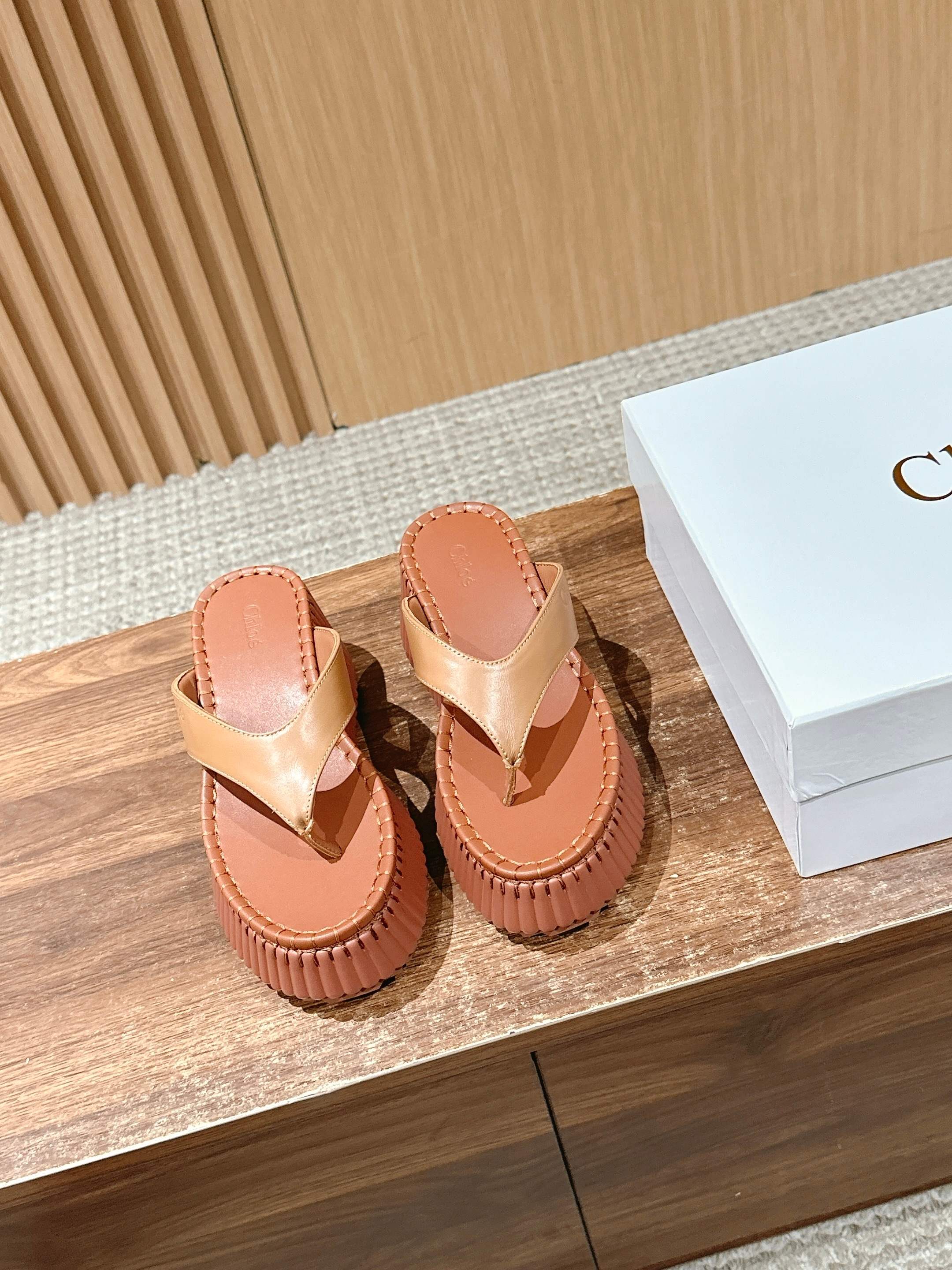 Bagsaaa Chloe Nama wedge slide Ochre 8cm