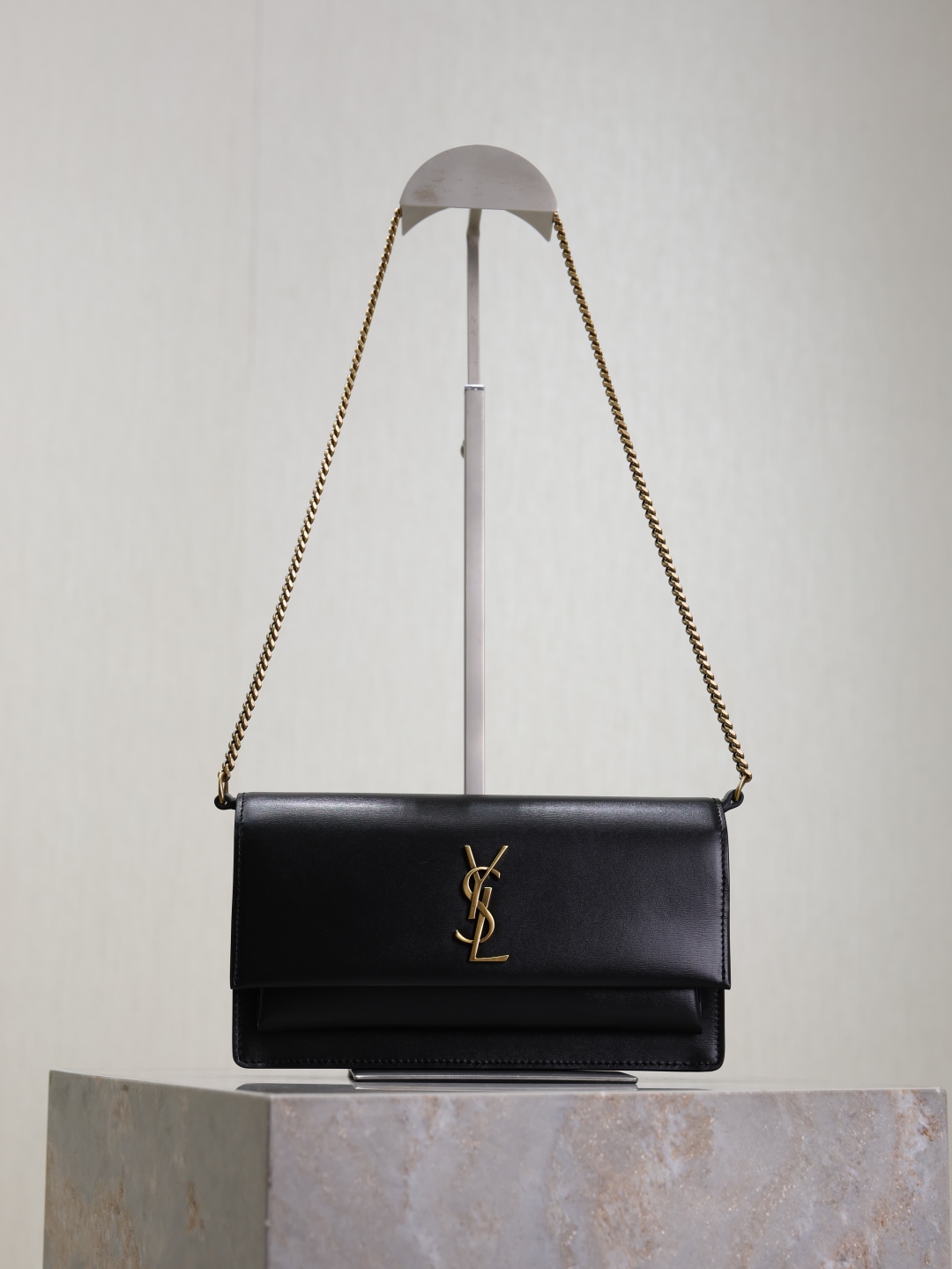 Bagsaaa Y51 SUNSET clutch in BOX Sa1nt Lau*nt 810997 black - 22cm