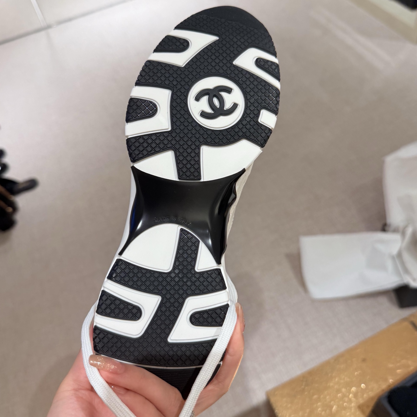 Bagsaaa Ch**el Sneakers G46609 White & Black Calfskin & Suede