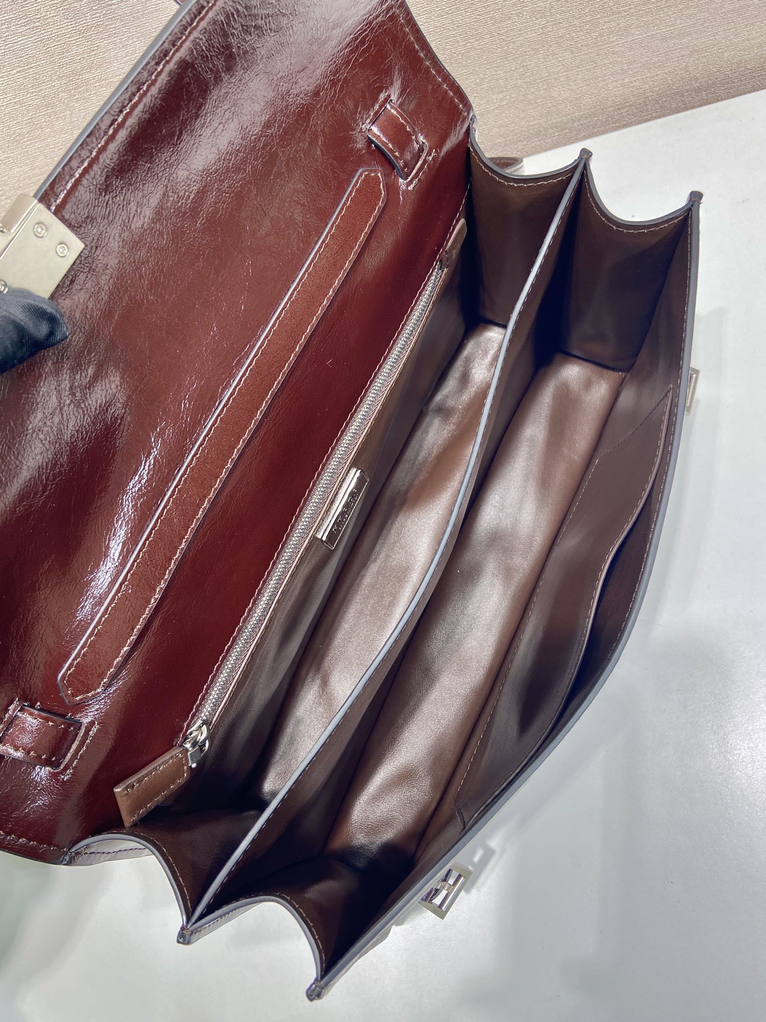 Bagsaaa Pra*a Medium leather handbag 1BN026 dark brown - 32cm