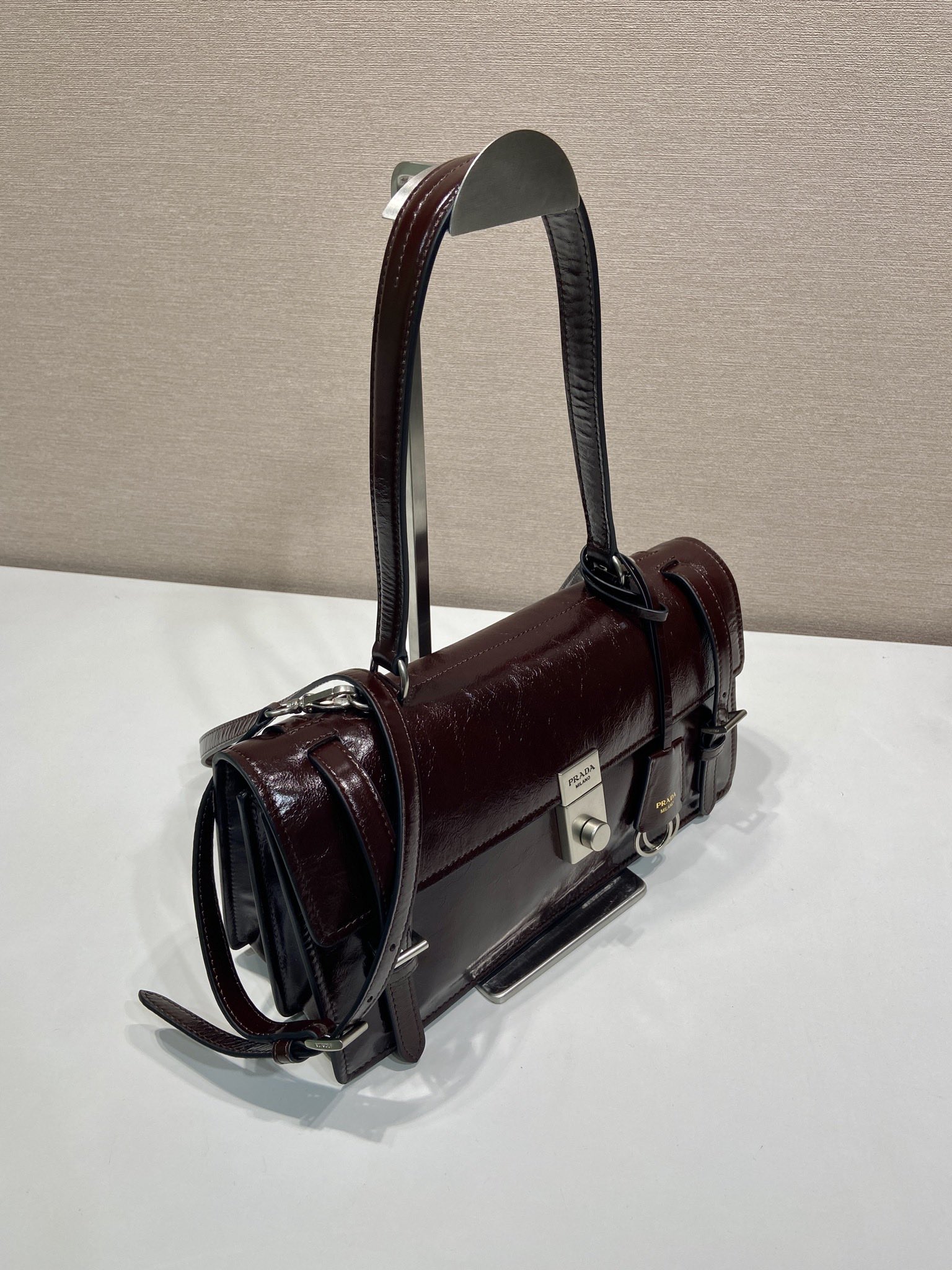 Bagsaaa Pra*a Medium leather handbag 1BN026 dark brown - 32cm