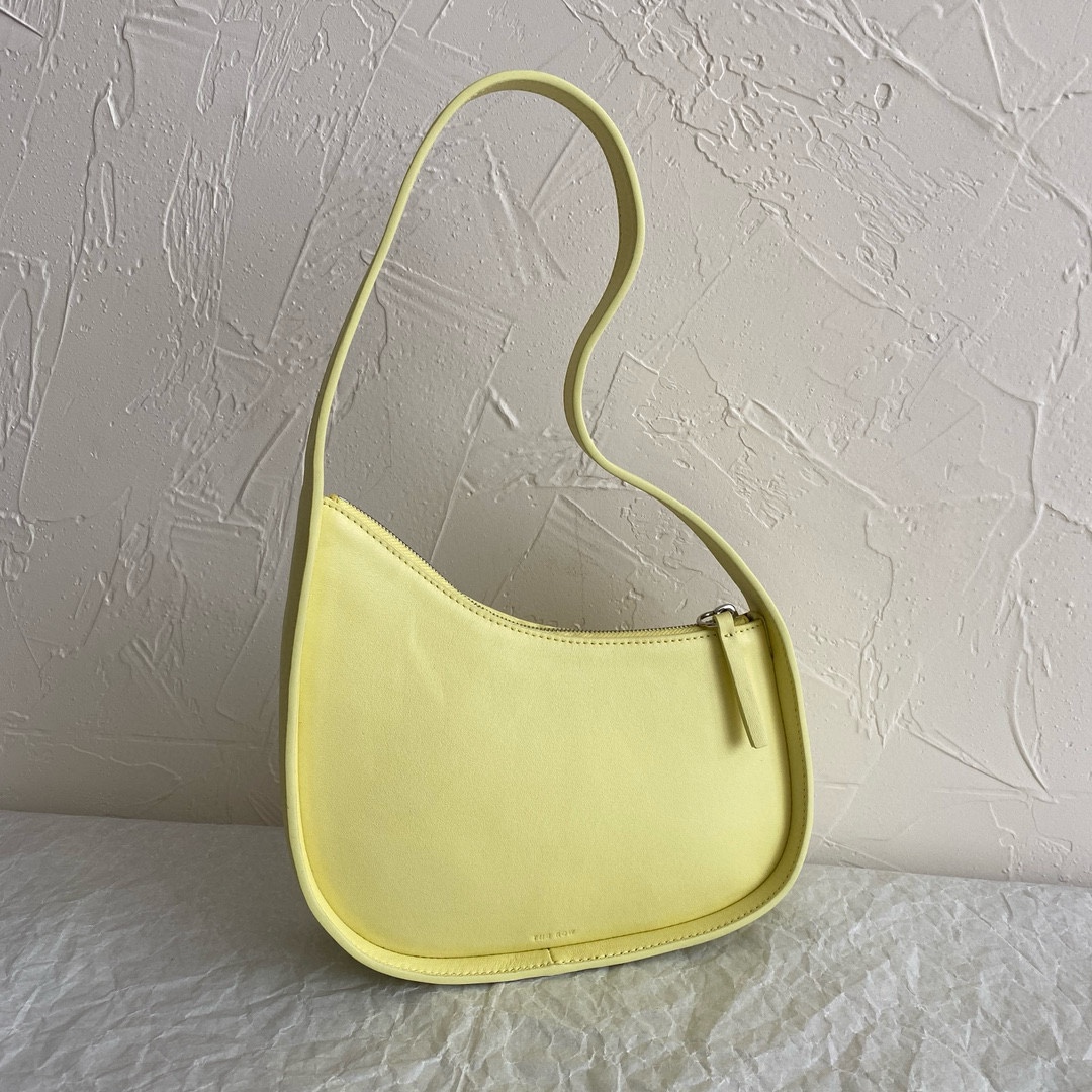 Bagsaaa The R0w Yellow Half Moon Leather Shoulder Bag - 21cm