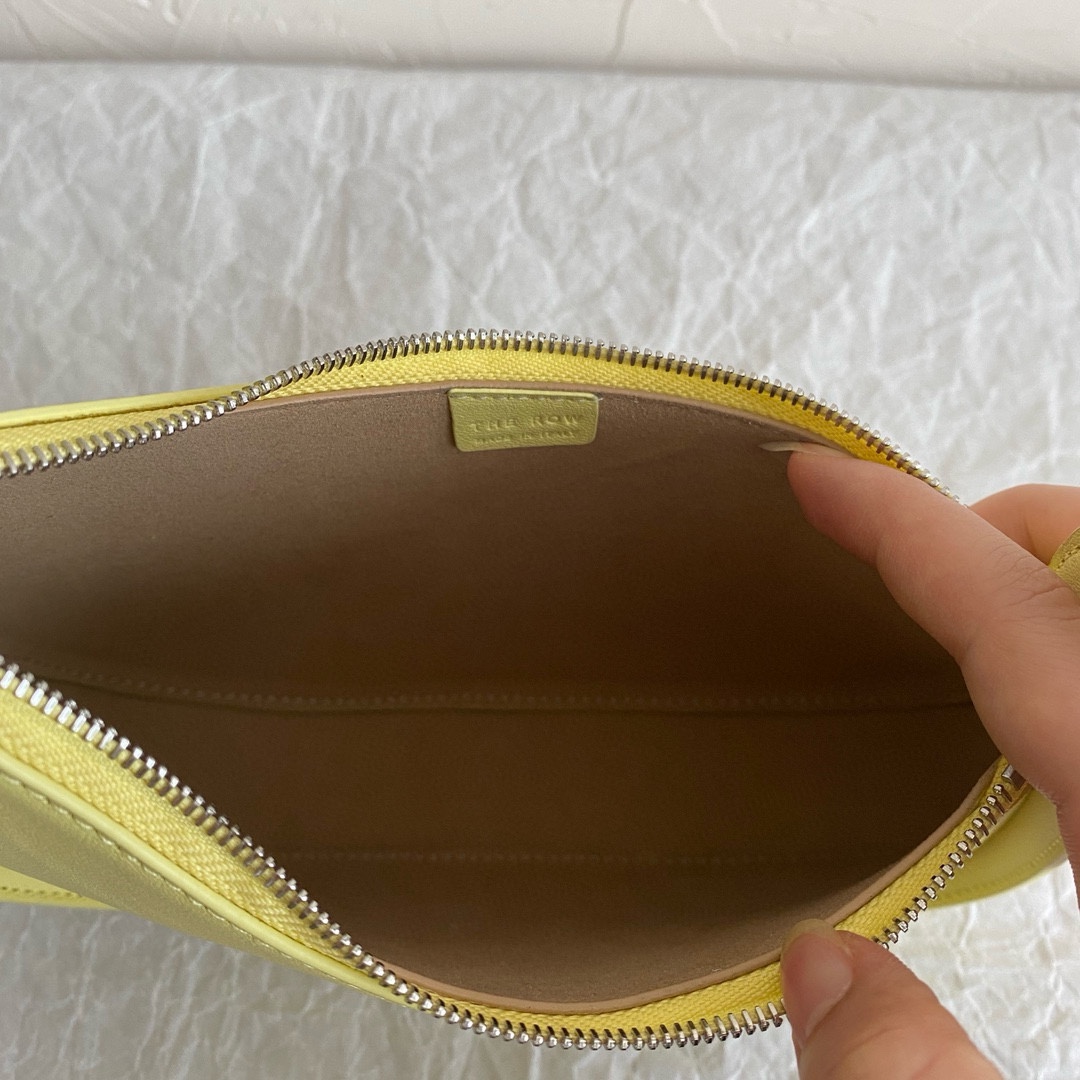 Bagsaaa The R0w Yellow Half Moon Leather Shoulder Bag - 21cm