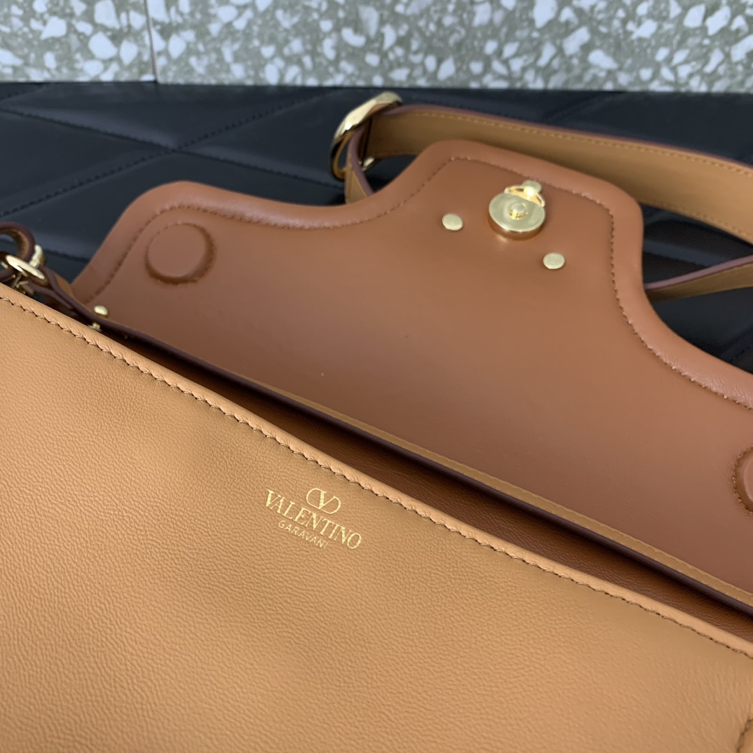 Bagsaaa Va1e*ntin0 Garavani VLogo Signature leather shoulder bag brown - 26cm