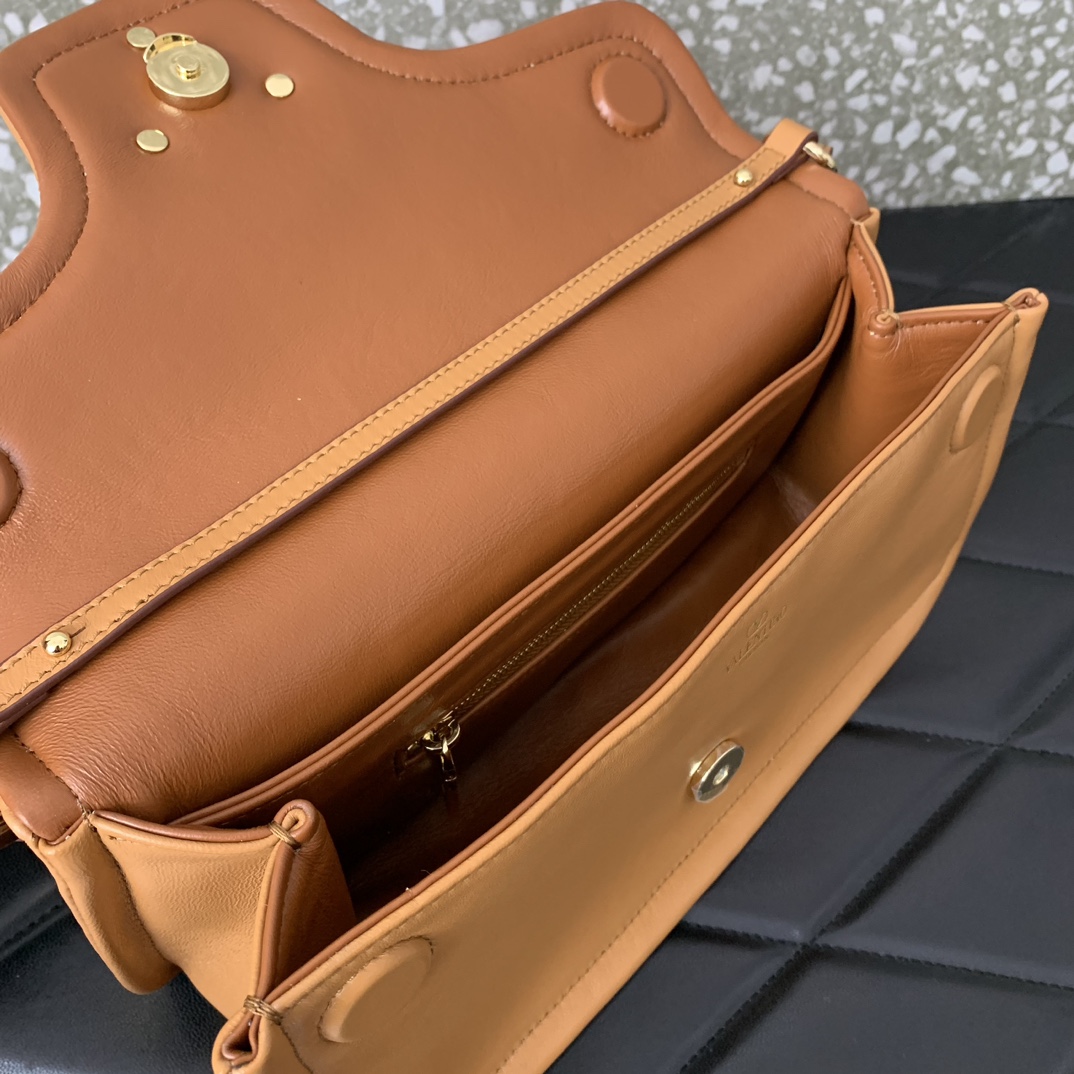 Bagsaaa Va1e*ntin0 Garavani VLogo Signature leather shoulder bag brown - 26cm