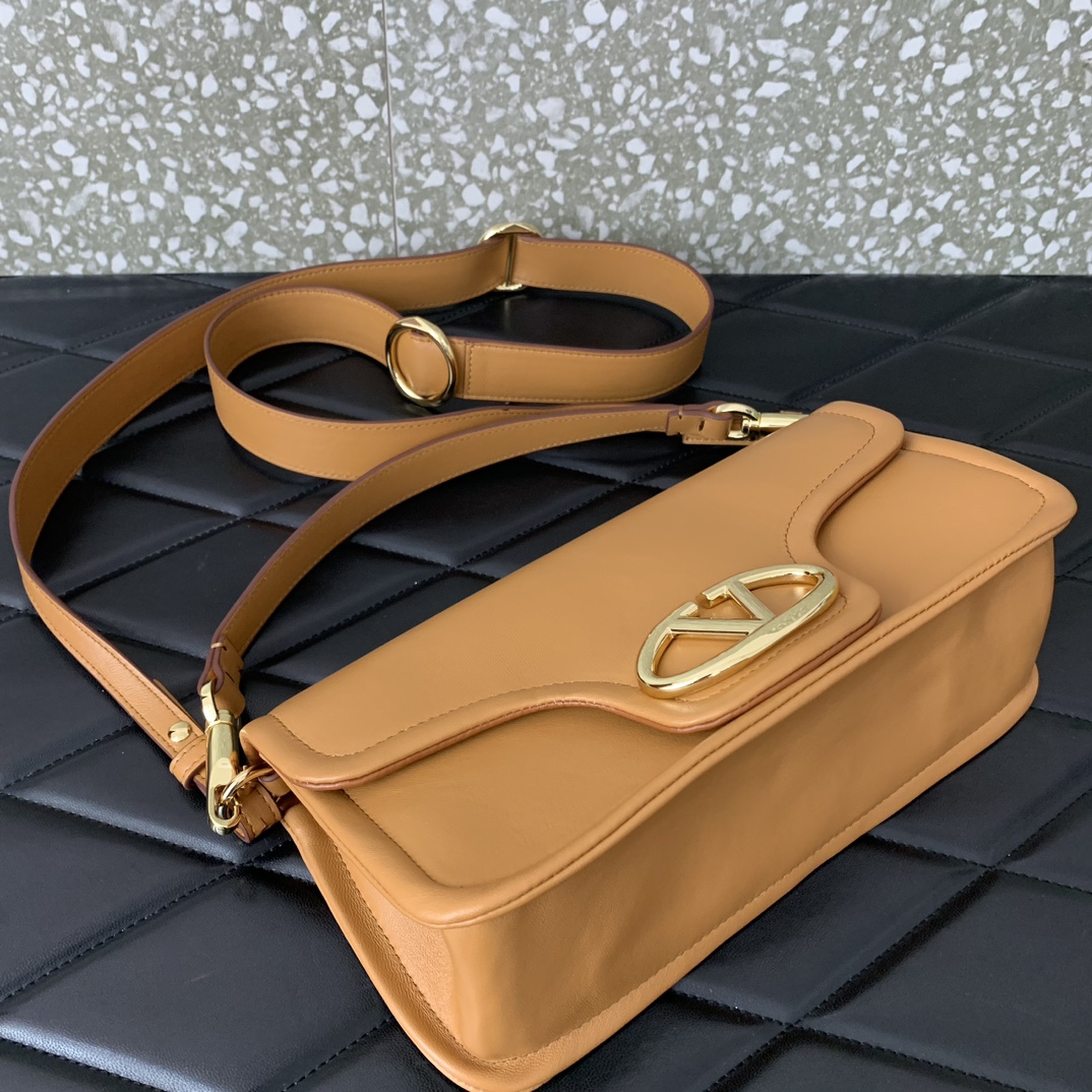 Bagsaaa Va1e*ntin0 Garavani VLogo Signature leather shoulder bag brown - 26cm