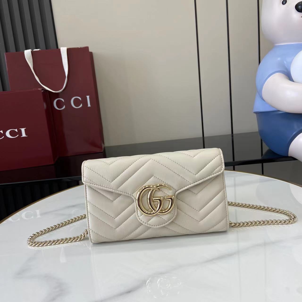Bagsaaa Gvc*1 GG Marmont wallet on chain ‎837745 white - 19.5cm