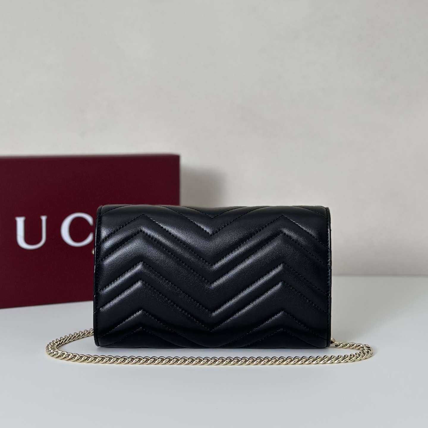 Bagsaaa Gvc*1 GG Marmont wallet on chain ‎837745 black - 19.5cm
