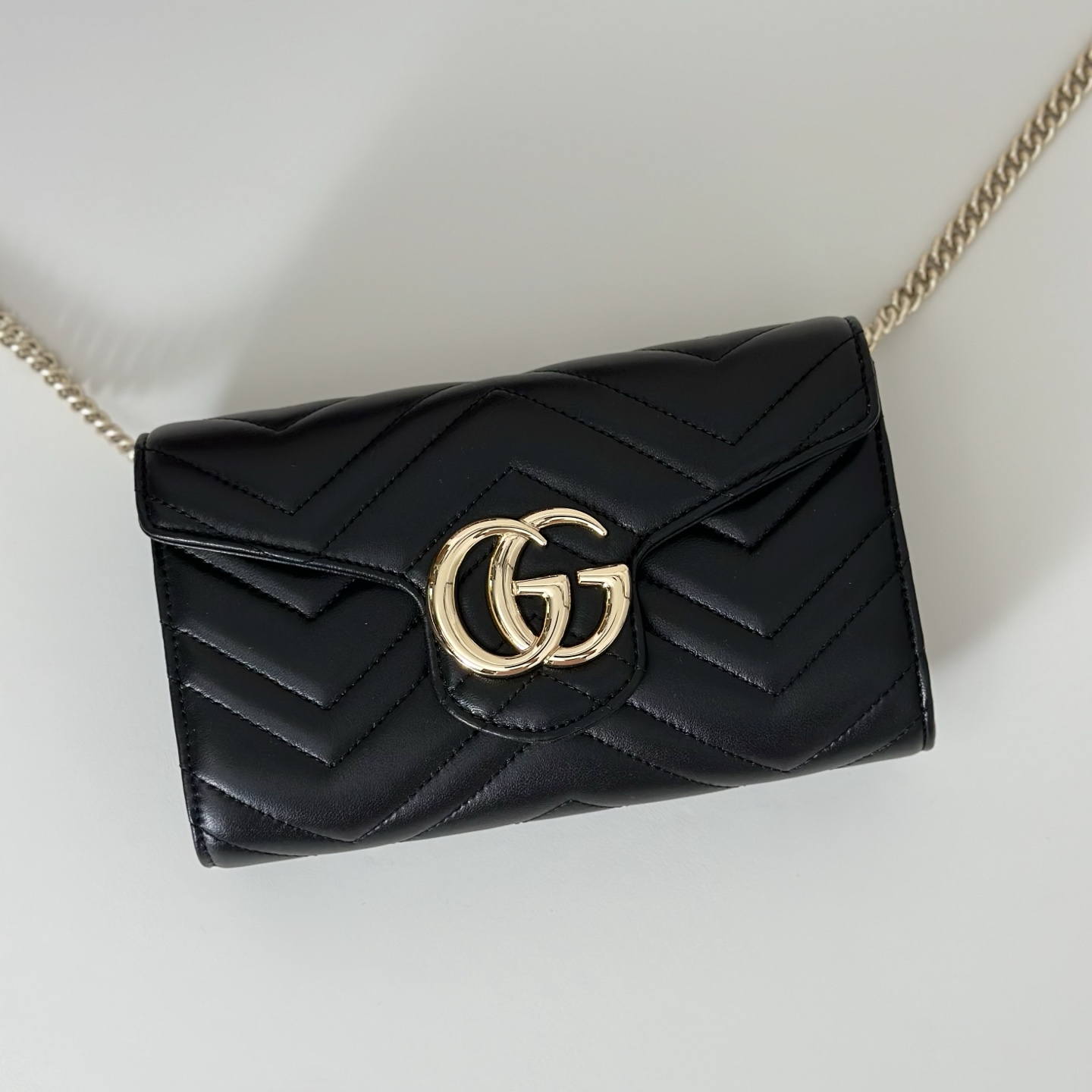 Bagsaaa Gvc*1 GG Marmont wallet on chain ‎837745 black - 19.5cm