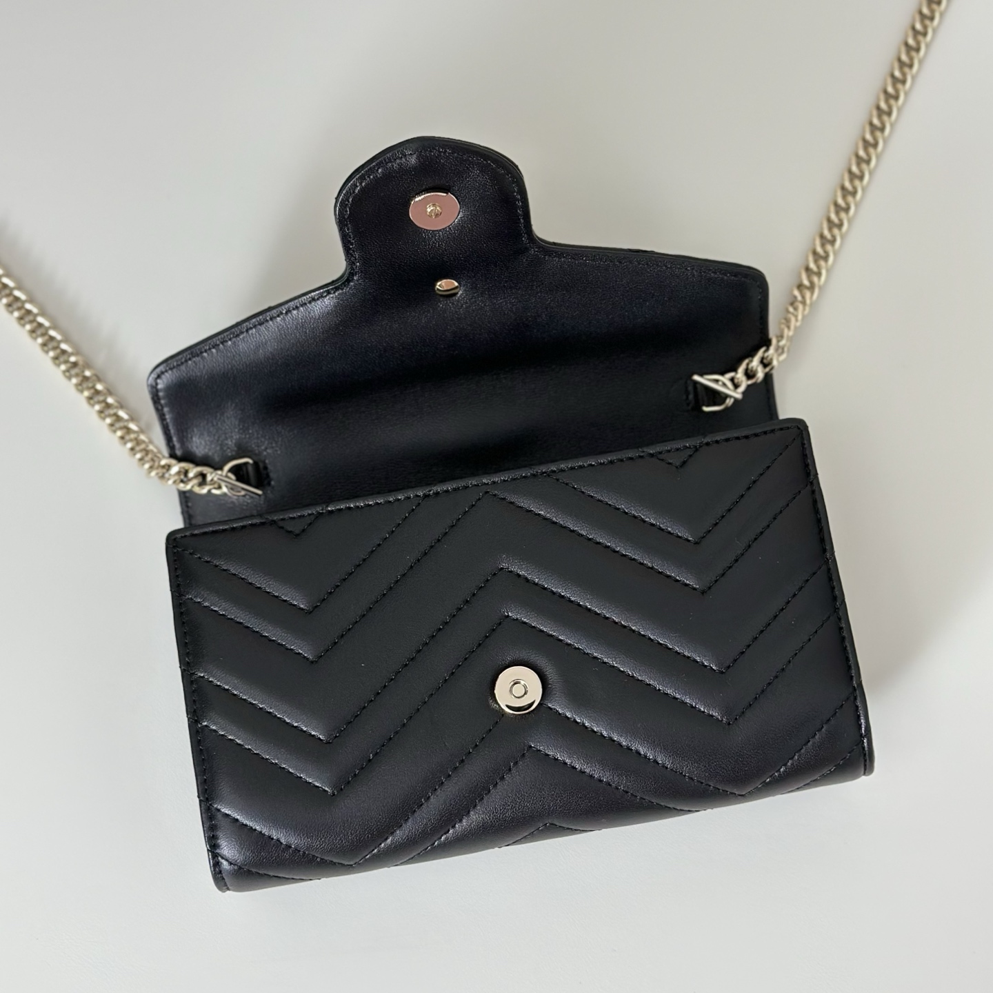 Bagsaaa Gvc*1 GG Marmont wallet on chain ‎837745 black - 19.5cm