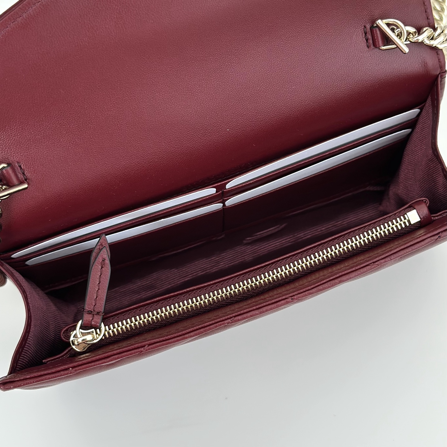 Bagsaaa Gvc*1 GG Marmont wallet on chain ‎837745 dark red - 19.5cm