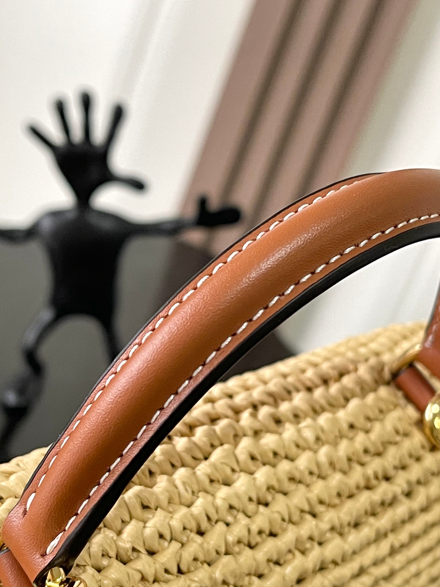 Bagsaaa Ce1i*e Teen Nino Bag In Raffia and calfskin 119672 - 20.5cm