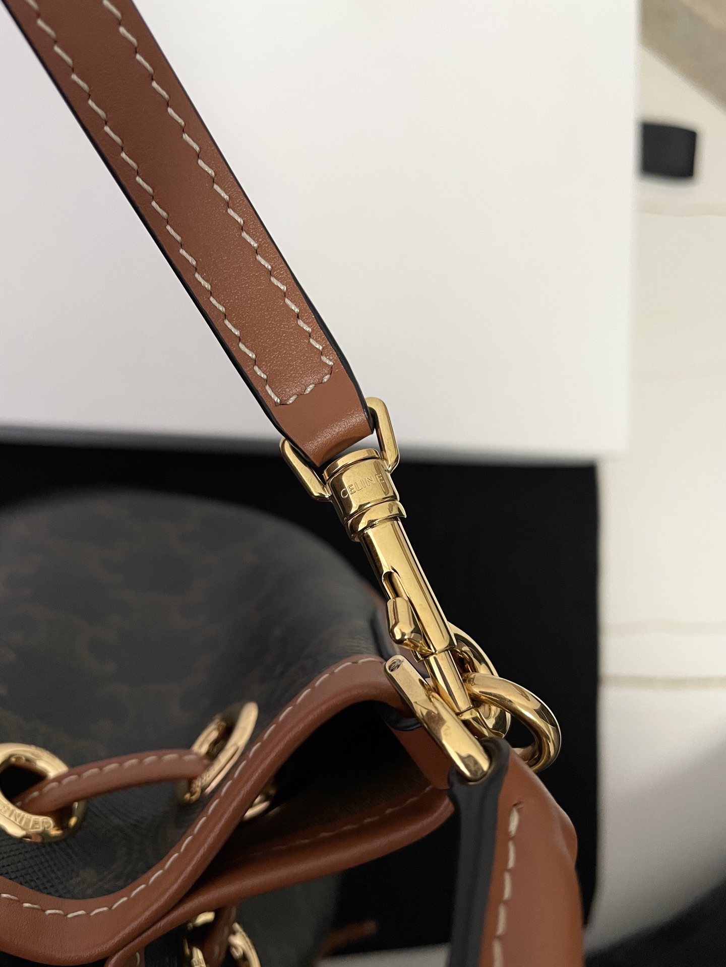 Bagsaaa Ce1i*e Teen Clara Bag In Triomphe Canvas And Calfskin 121672 - 19cm