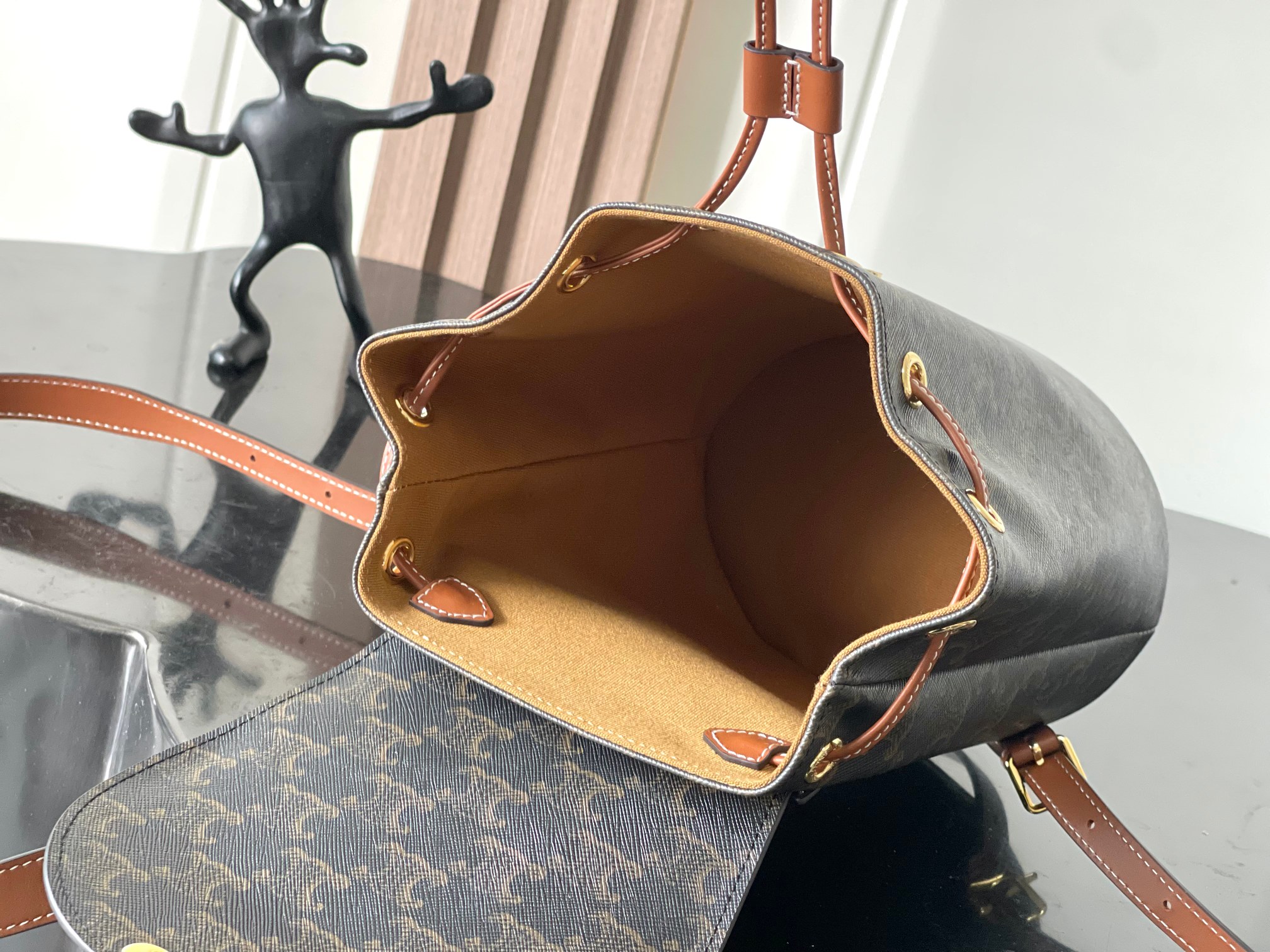 Bagsaaa Backpack Ce1i*e Bonnie In Triomphe Canvas And Calfskin 118702 - 25cm