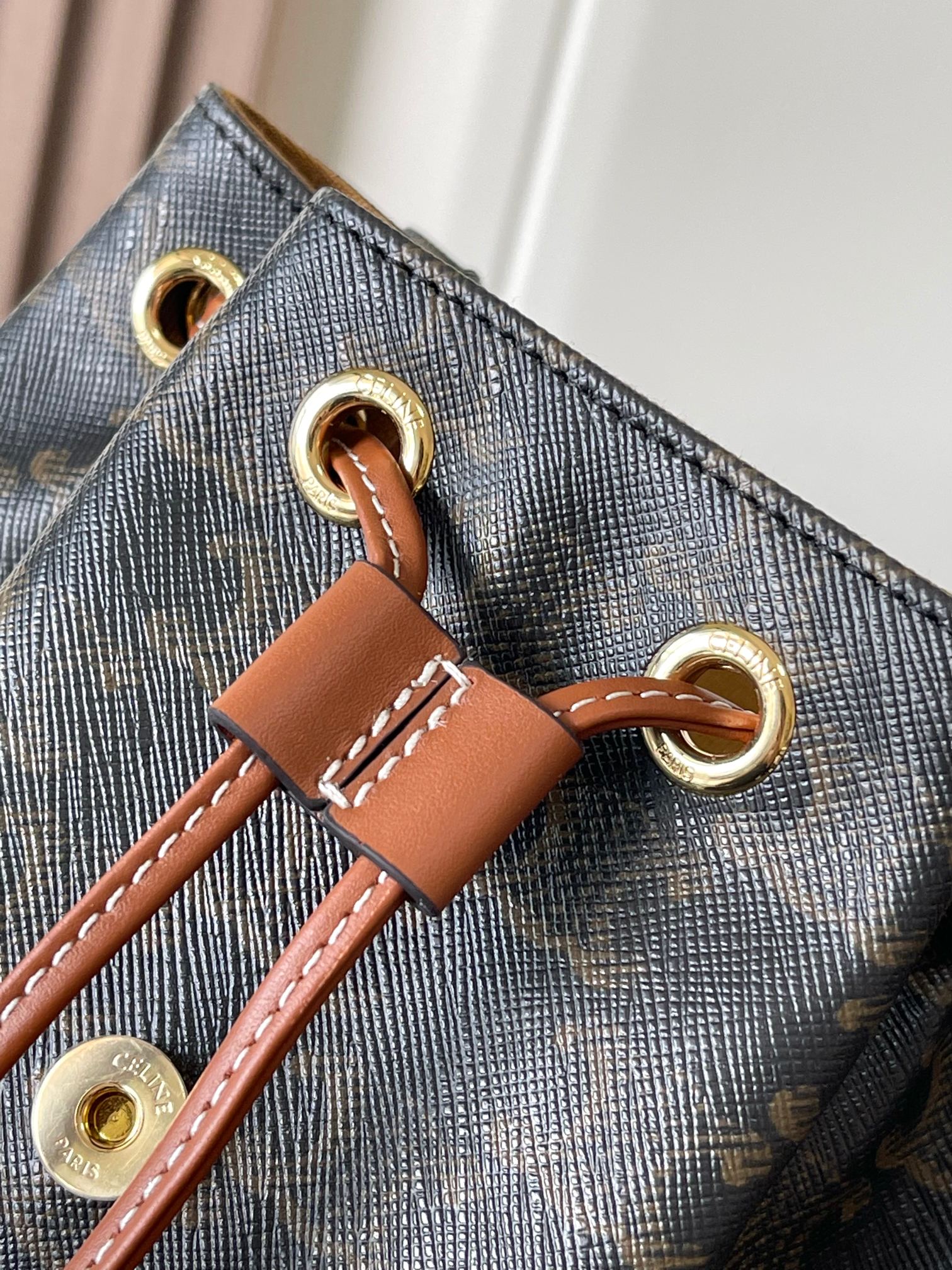 Bagsaaa Backpack Ce1i*e Bonnie In Triomphe Canvas And Calfskin 118702 - 25cm