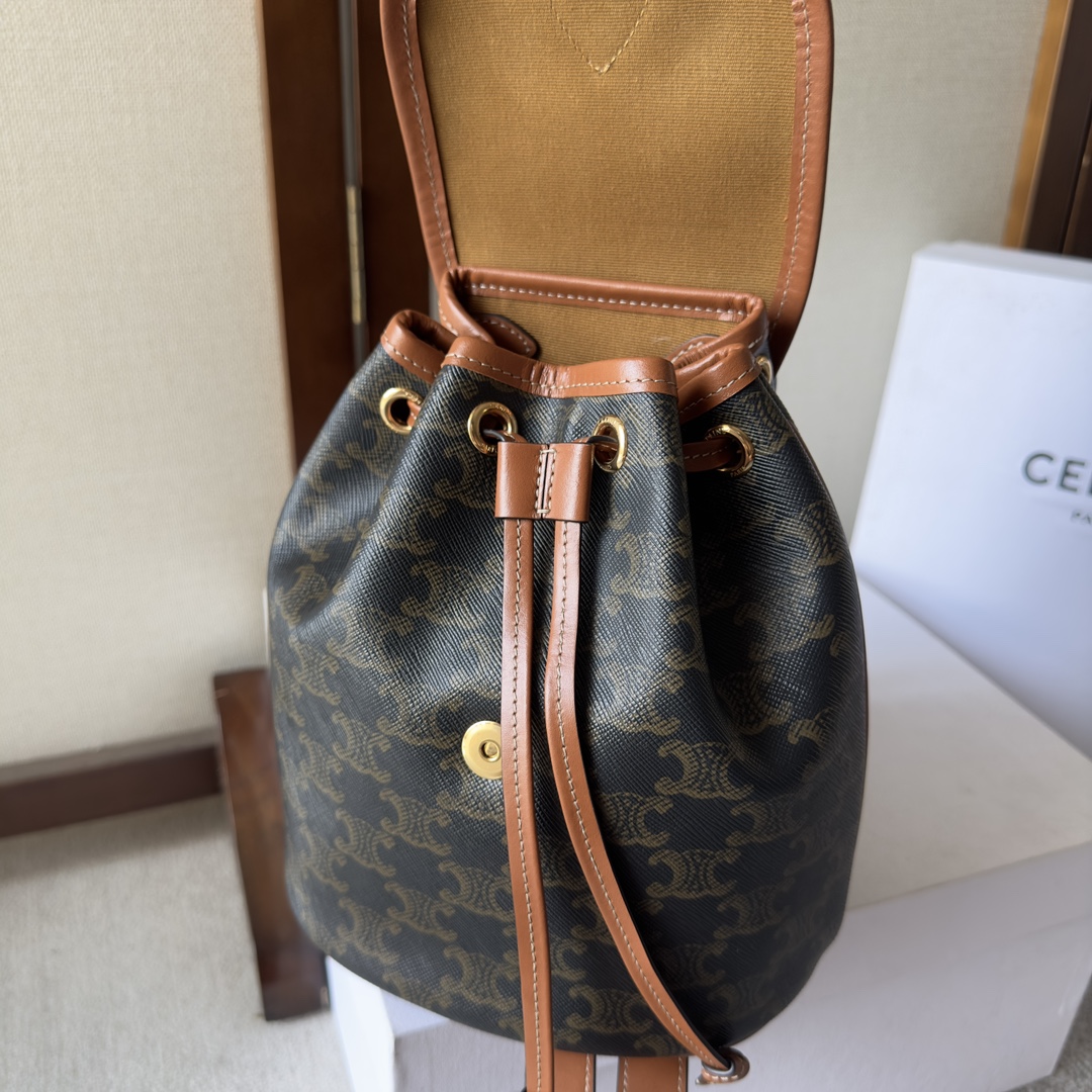 Bagsaaa Ce1i*e Mini Backpack Folco In Triomphe Canvas And Calfskin 197662 - 20cm