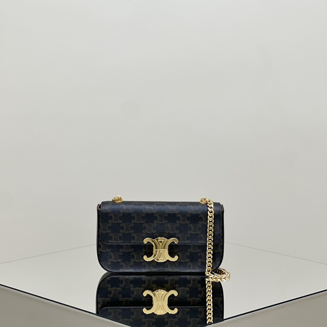 Bagsaaa Ce1i*e Chain Shoulder Bag Claude In Triomphe Canvas 197992 - 20.5cm