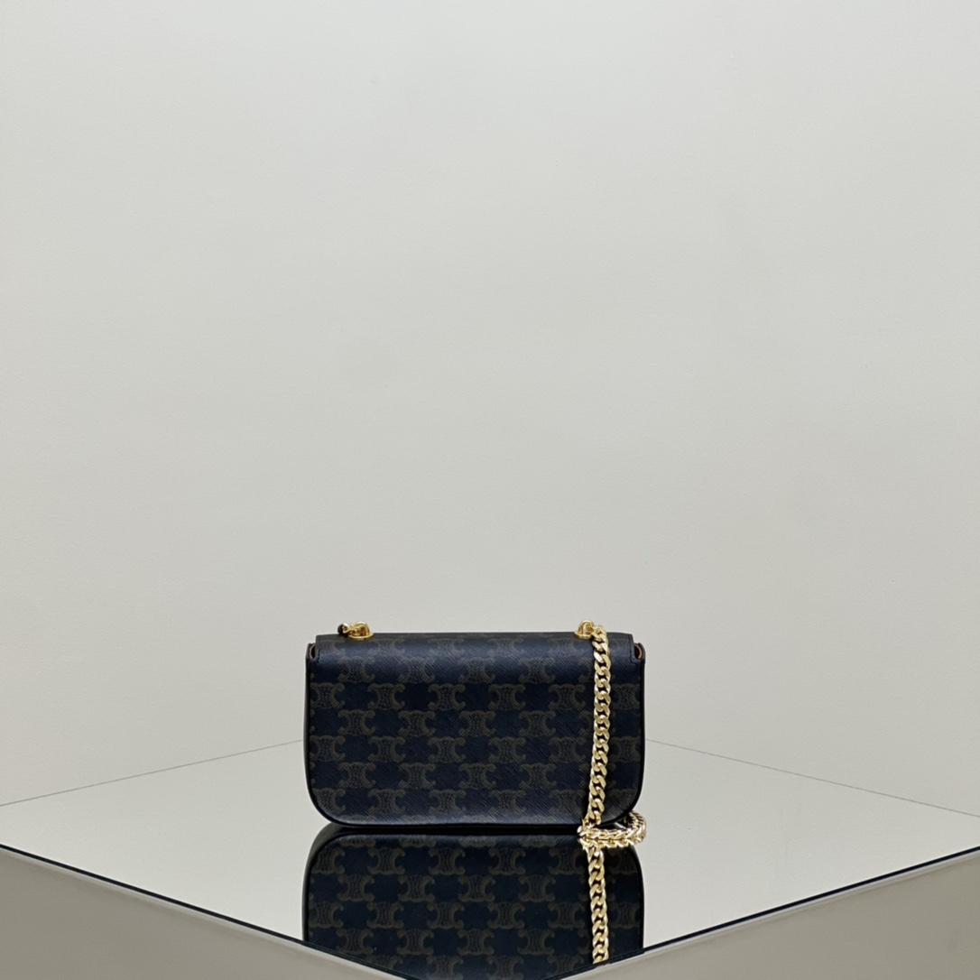 Bagsaaa Ce1i*e Chain Shoulder Bag Claude In Triomphe Canvas 197992 - 20.5cm