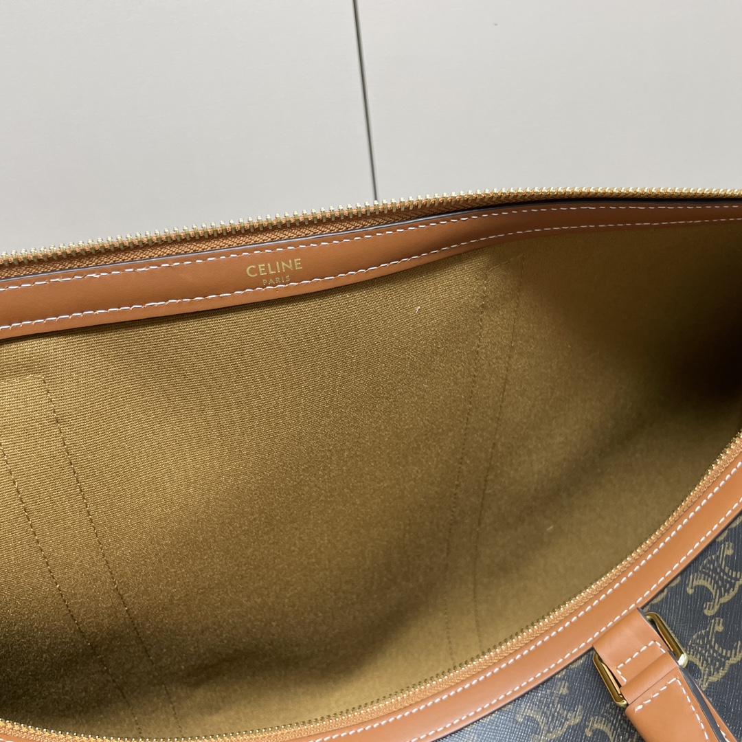 Bagsaaa Ce1i*e Large Travel Bag In Triomphe Canvas And Calfskin 190672 - 50cm