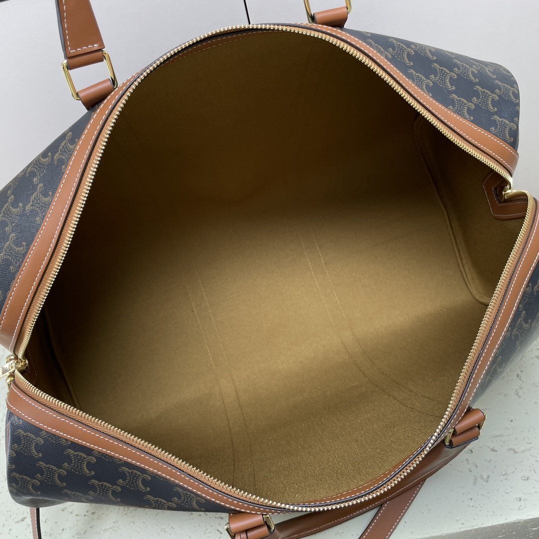 Bagsaaa Ce1i*e Large Travel Bag In Triomphe Canvas And Calfskin 190672 - 50cm