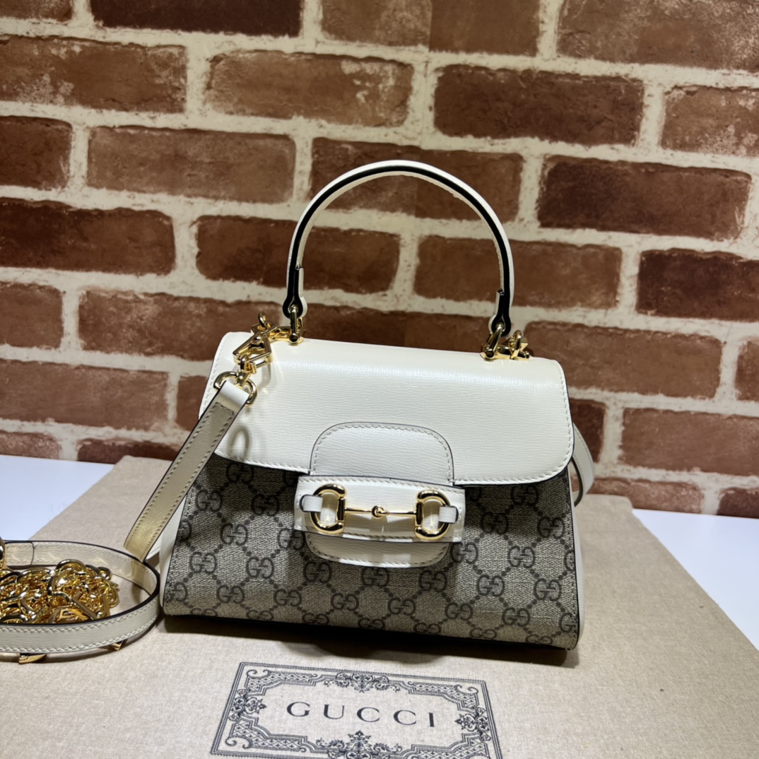 Bagsaaa Gvc*1 Horsebit 1955 mini top handle bag 703848 beige & white - 22cm