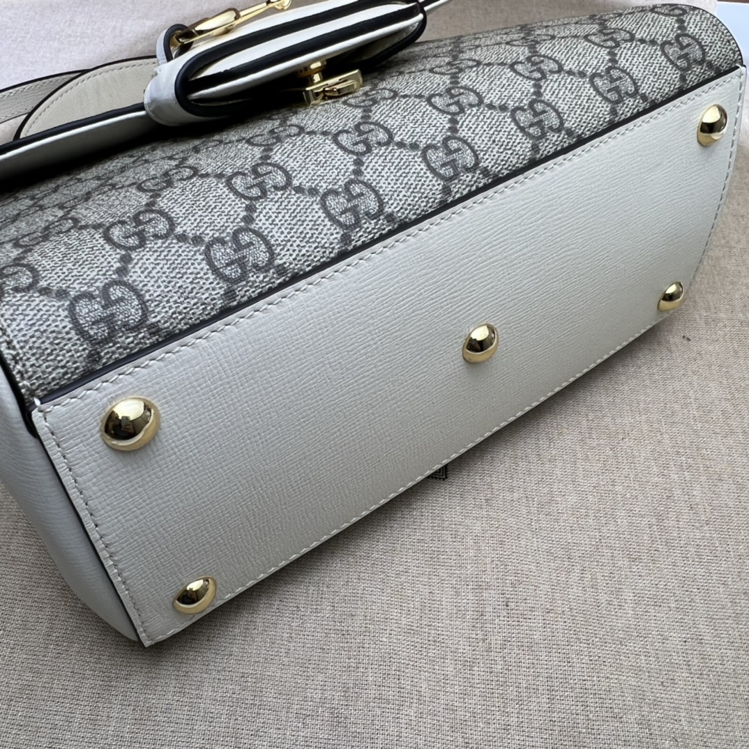 Bagsaaa Gvc*1 Horsebit 1955 mini top handle bag 703848 beige & white - 22cm