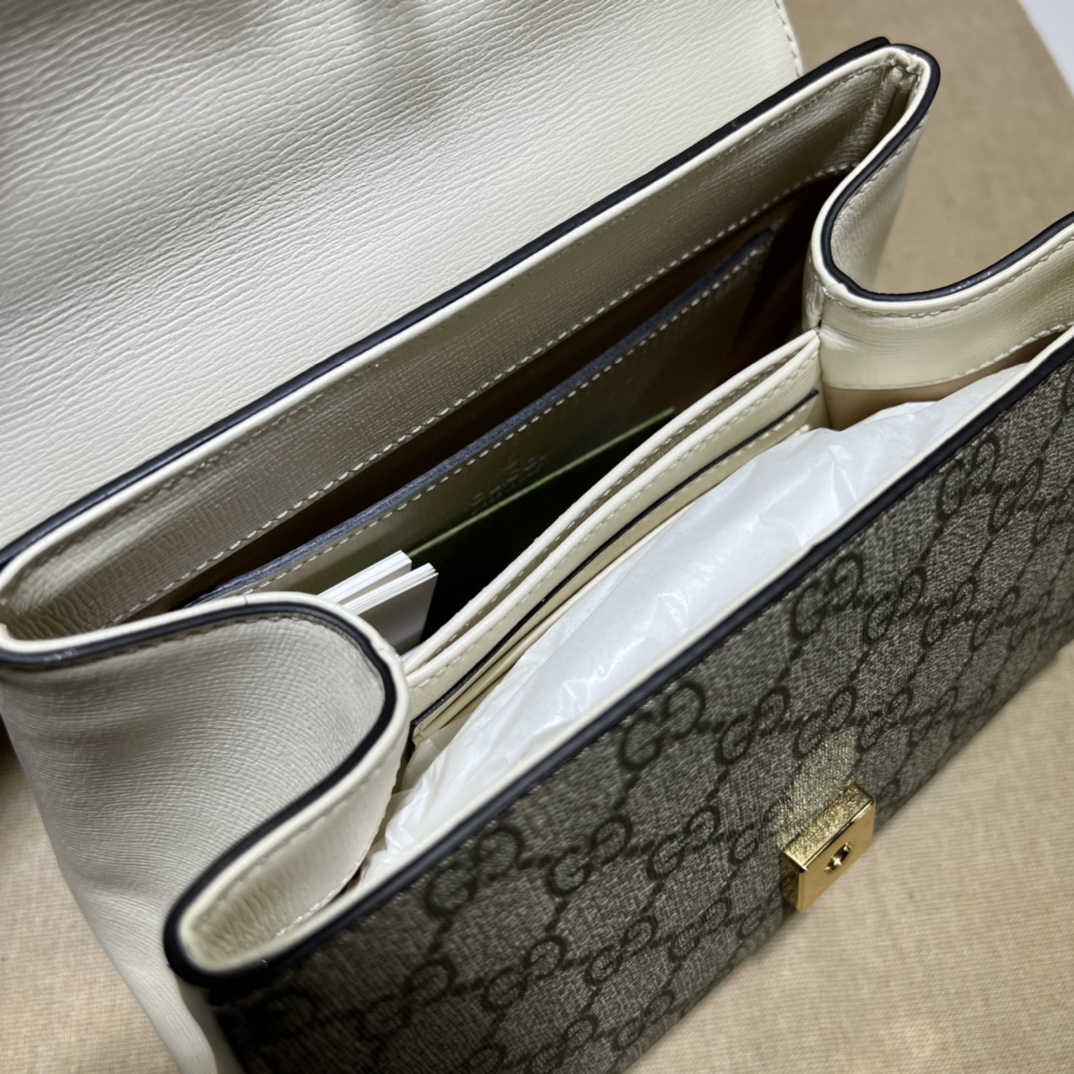 Bagsaaa Gvc*1 Horsebit 1955 mini top handle bag 703848 beige & white - 22cm