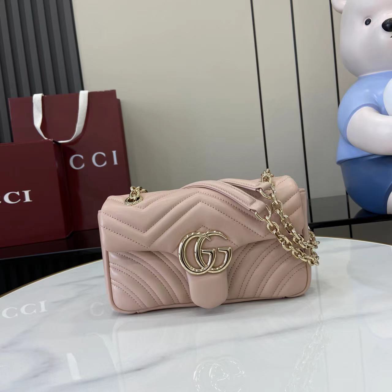 Bagsaaa Gvc*1 GG Marmont small shoulder bag 837280 light pink - 22cm