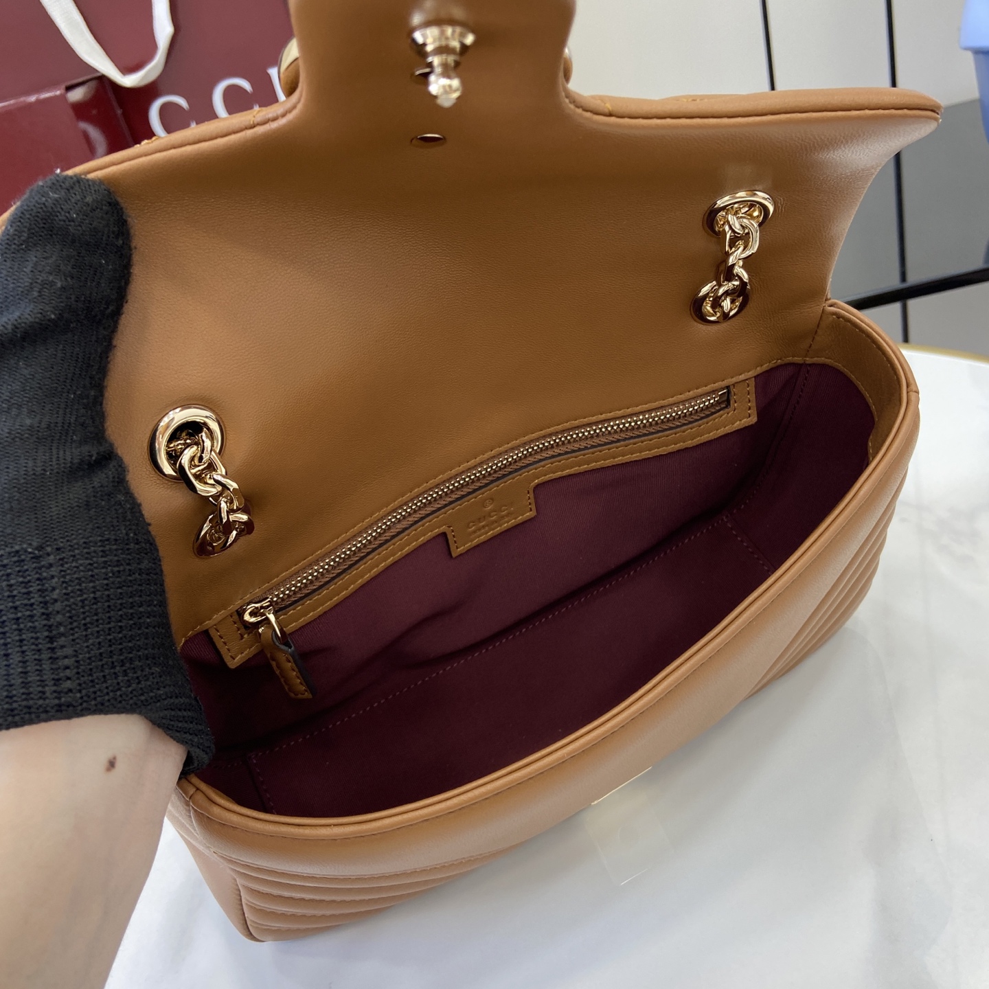 Bagsaaa Gvc*1 GG Marmont medium shoulder bag 837267 brown - 26cm