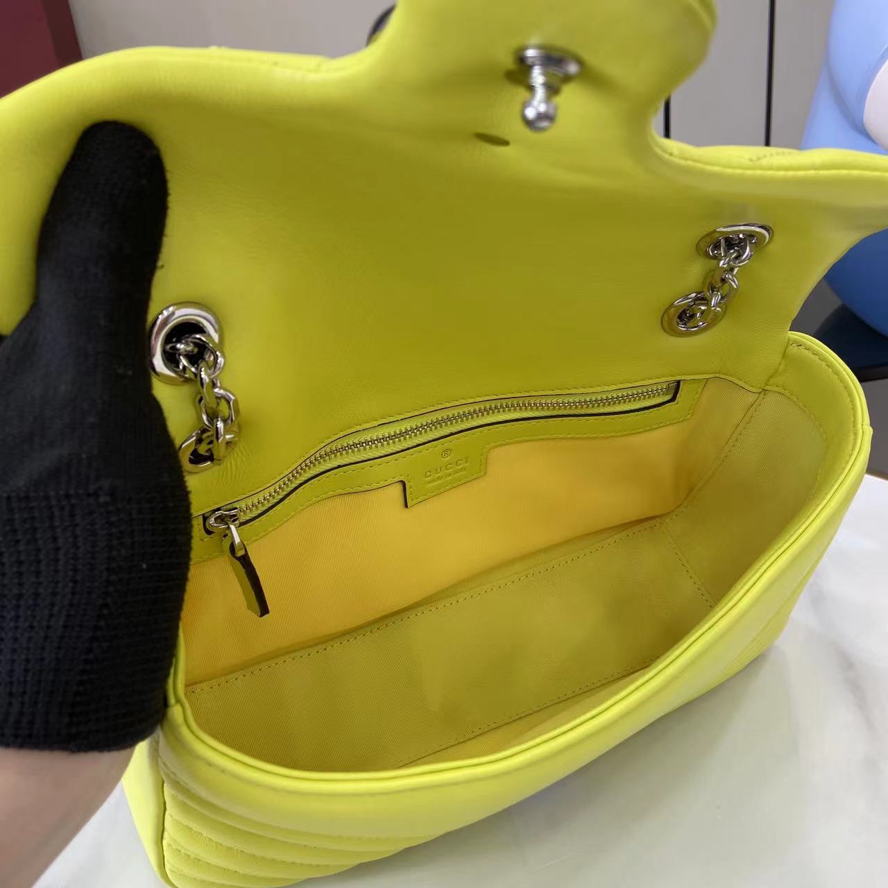 Bagsaaa Gvc*1 GG Marmont medium shoulder bag 837267 bright green - 26cm