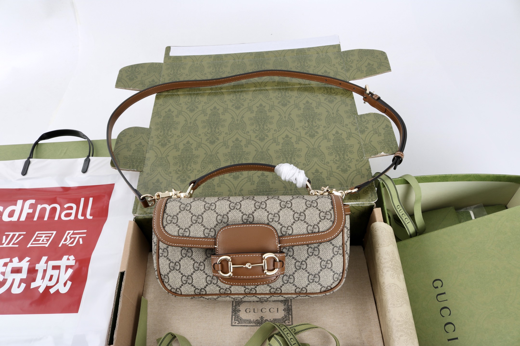 Bagsaaa Gvc*1 Horsebit 1955 small top handle bag 815206 Brown & Beige - 22cm