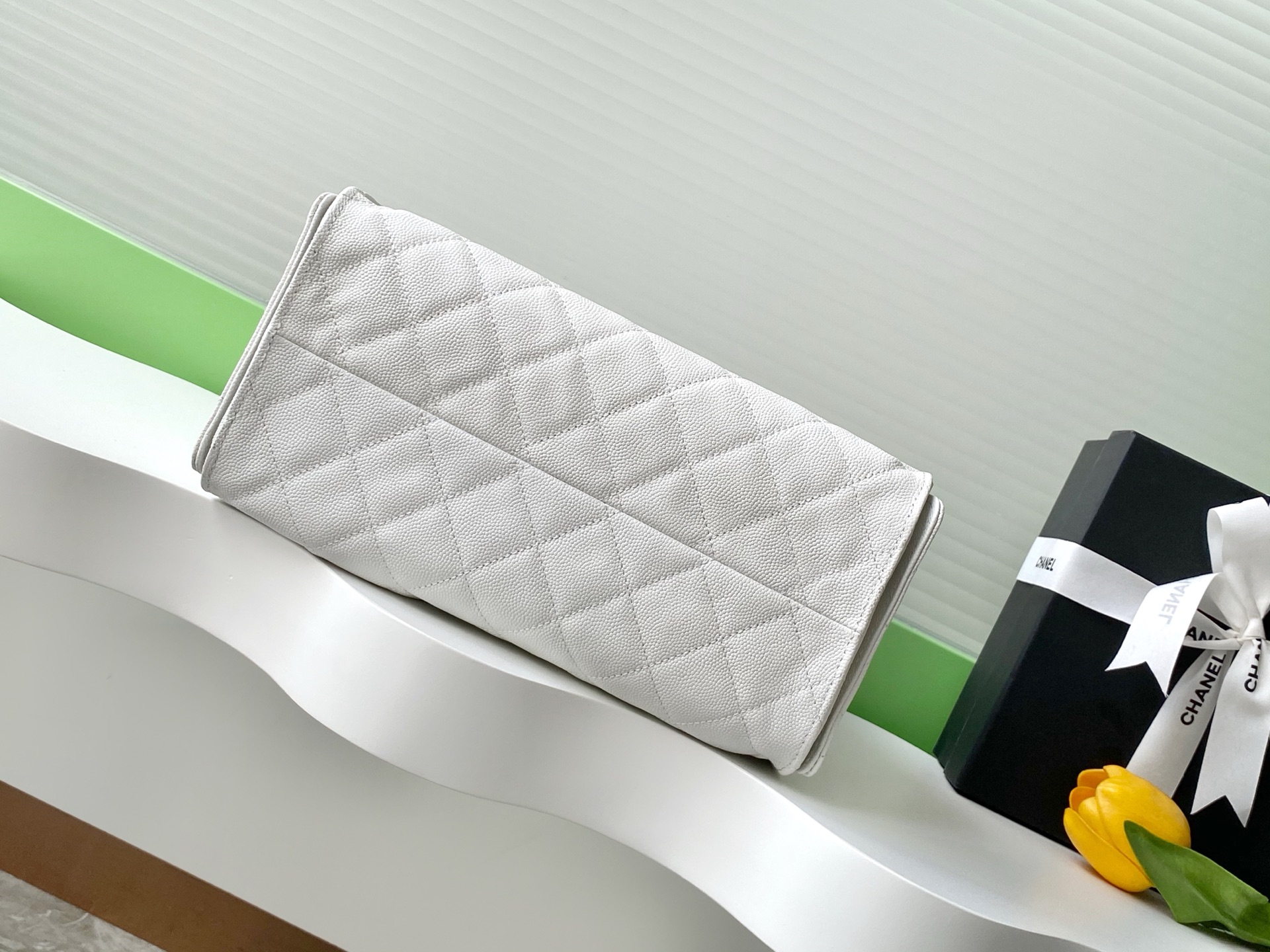 Bagsaaa Ch**el 25 Small Handbag AS5293 white grained - 30cm